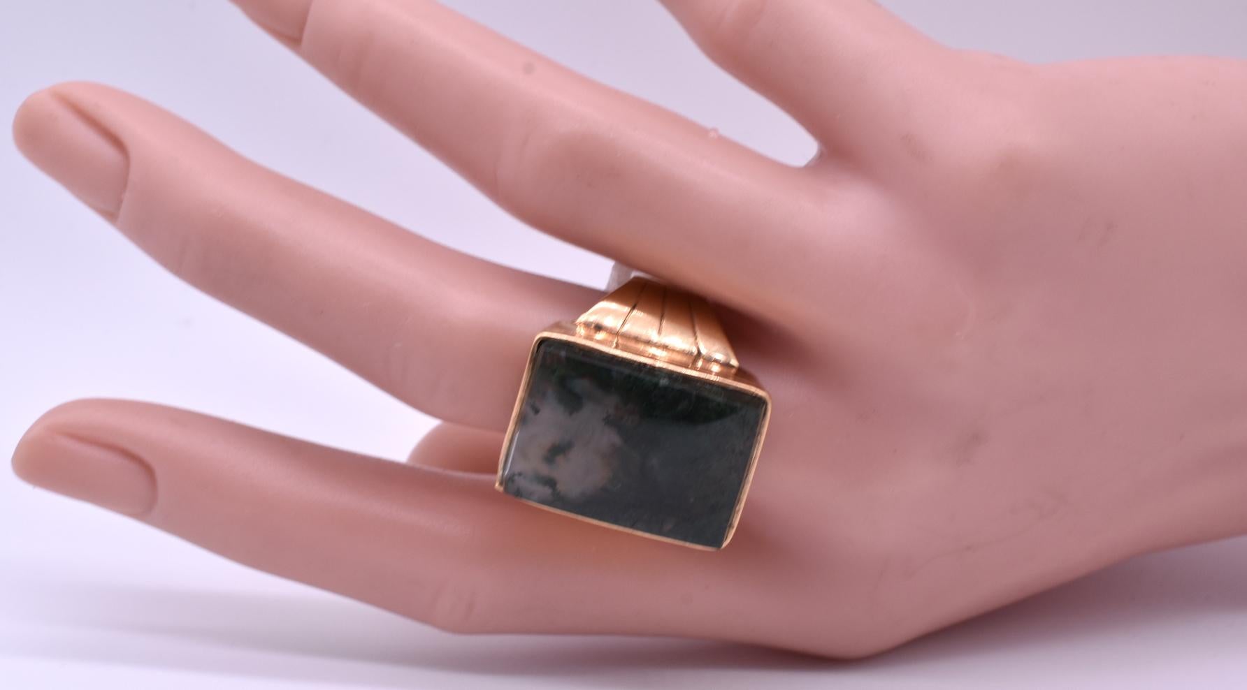 Antique 9 Karat Moss Agate Ring 5