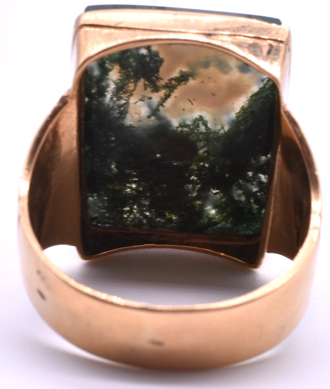 Men's Antique 9 Karat Moss Agate Ring