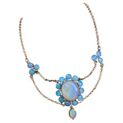 Antique 9K Opal Cluster Necklace