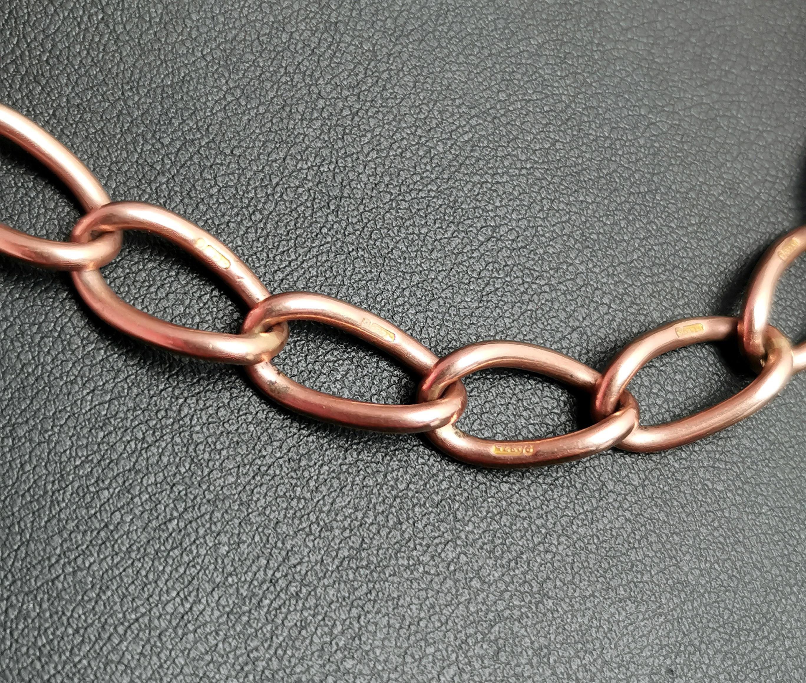 Antique 9k Rose Gold Albert chain, necklace, Watch chain  6