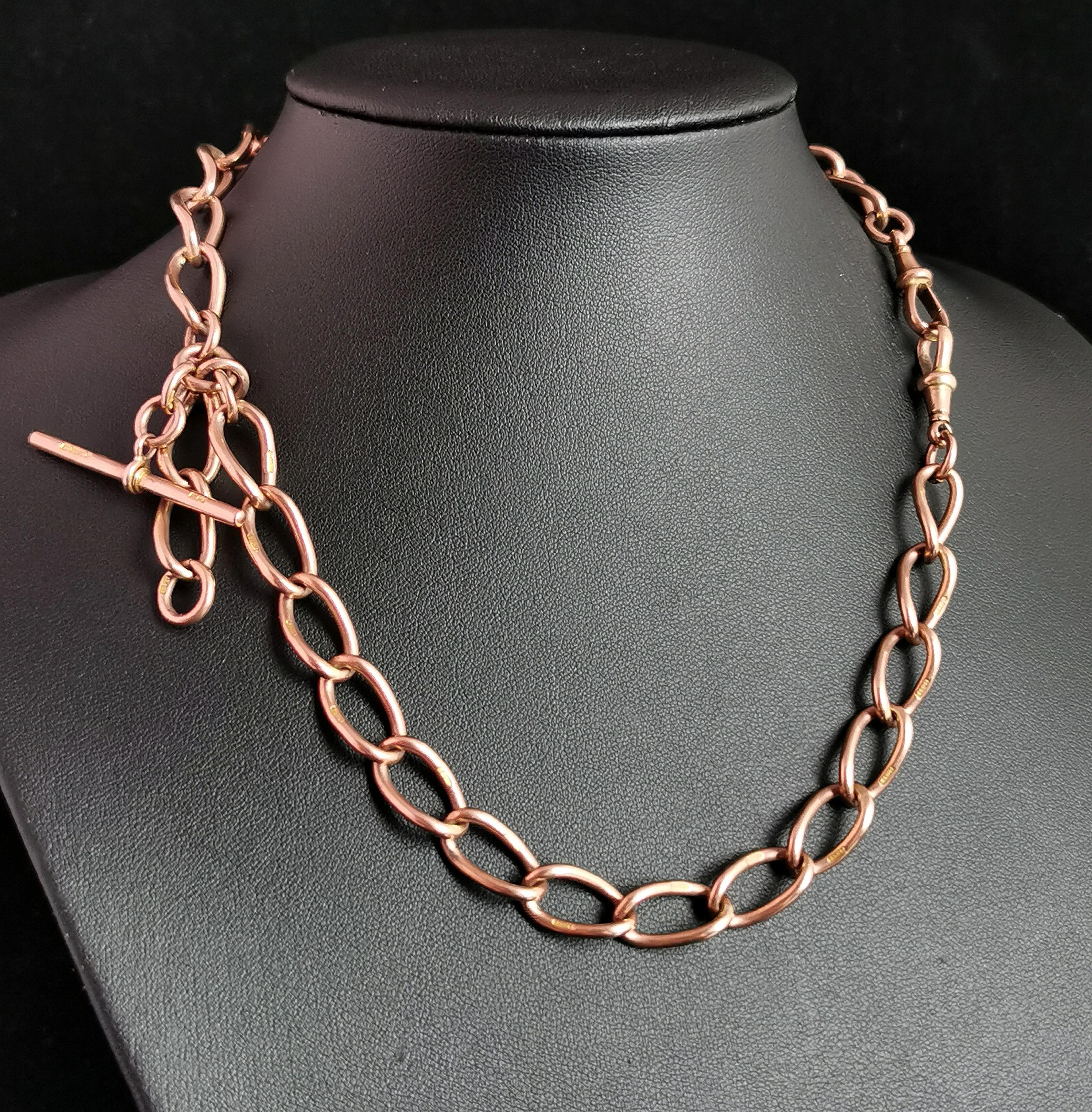 Victorian Antique 9k Rose Gold Albert chain, necklace, Watch chain 
