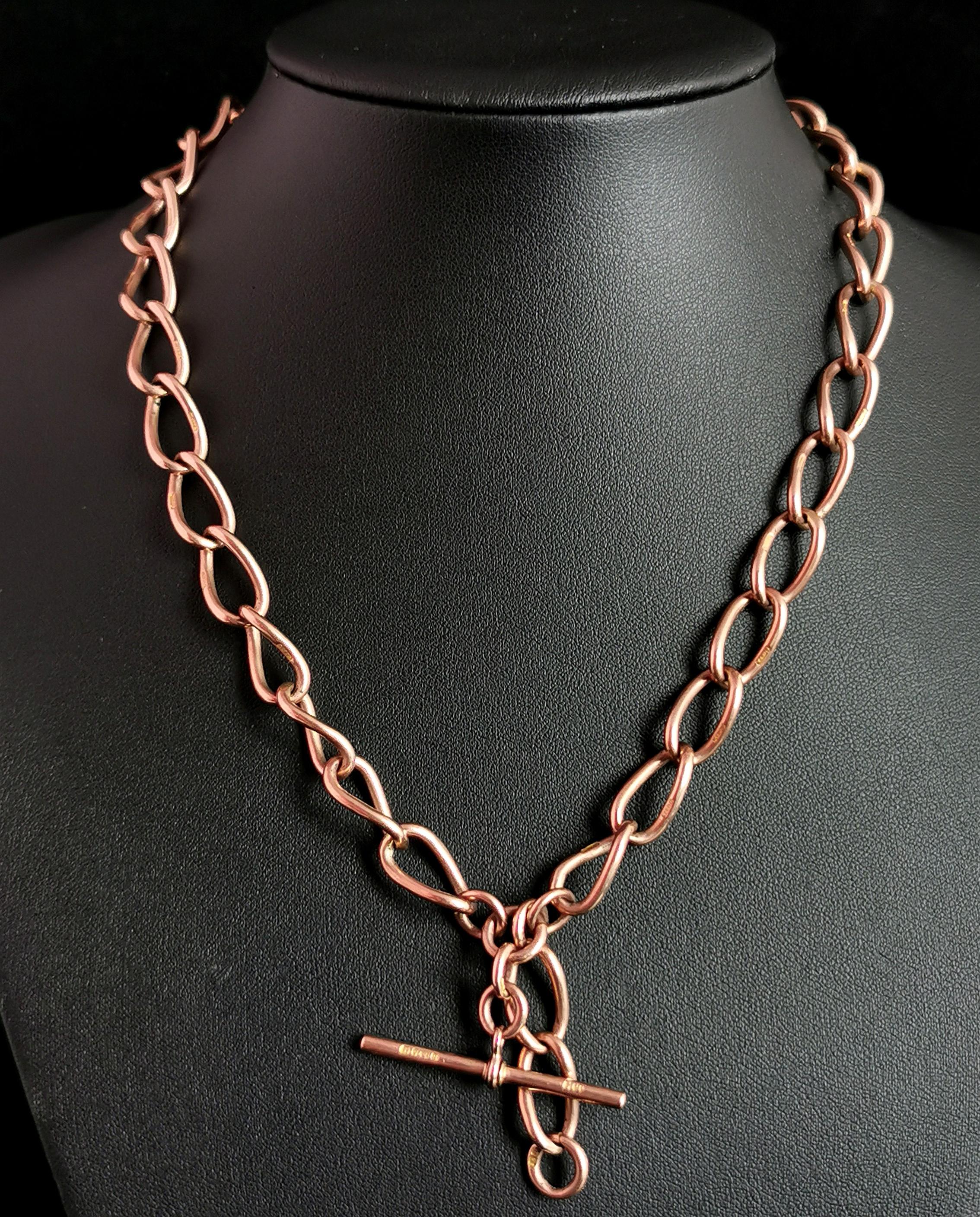 Antique 9k Rose Gold Albert chain, necklace, Watch chain  In Good Condition In NEWARK, GB