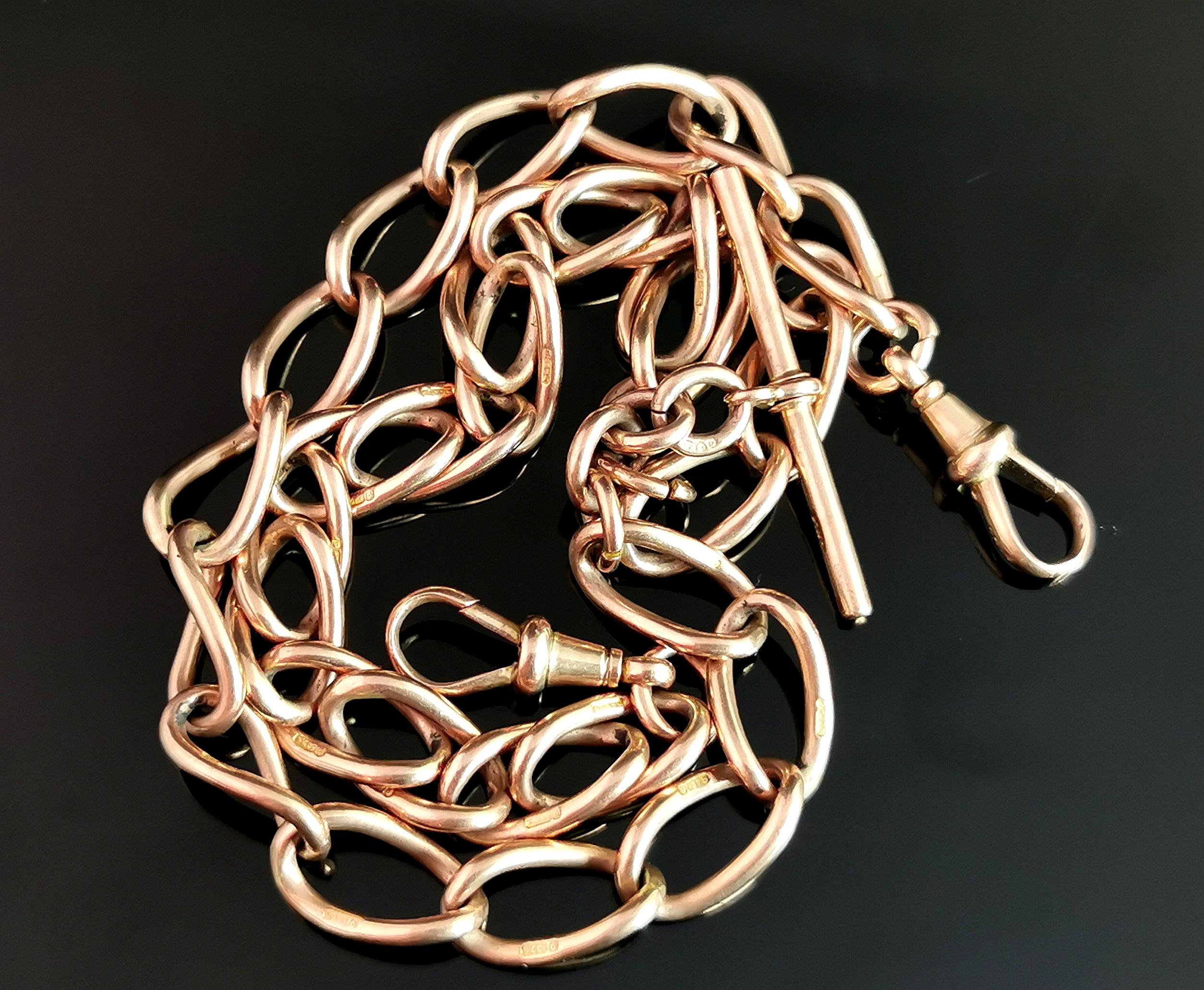 Women's or Men's Antique 9k Rose Gold Albert chain, necklace, Watch chain 