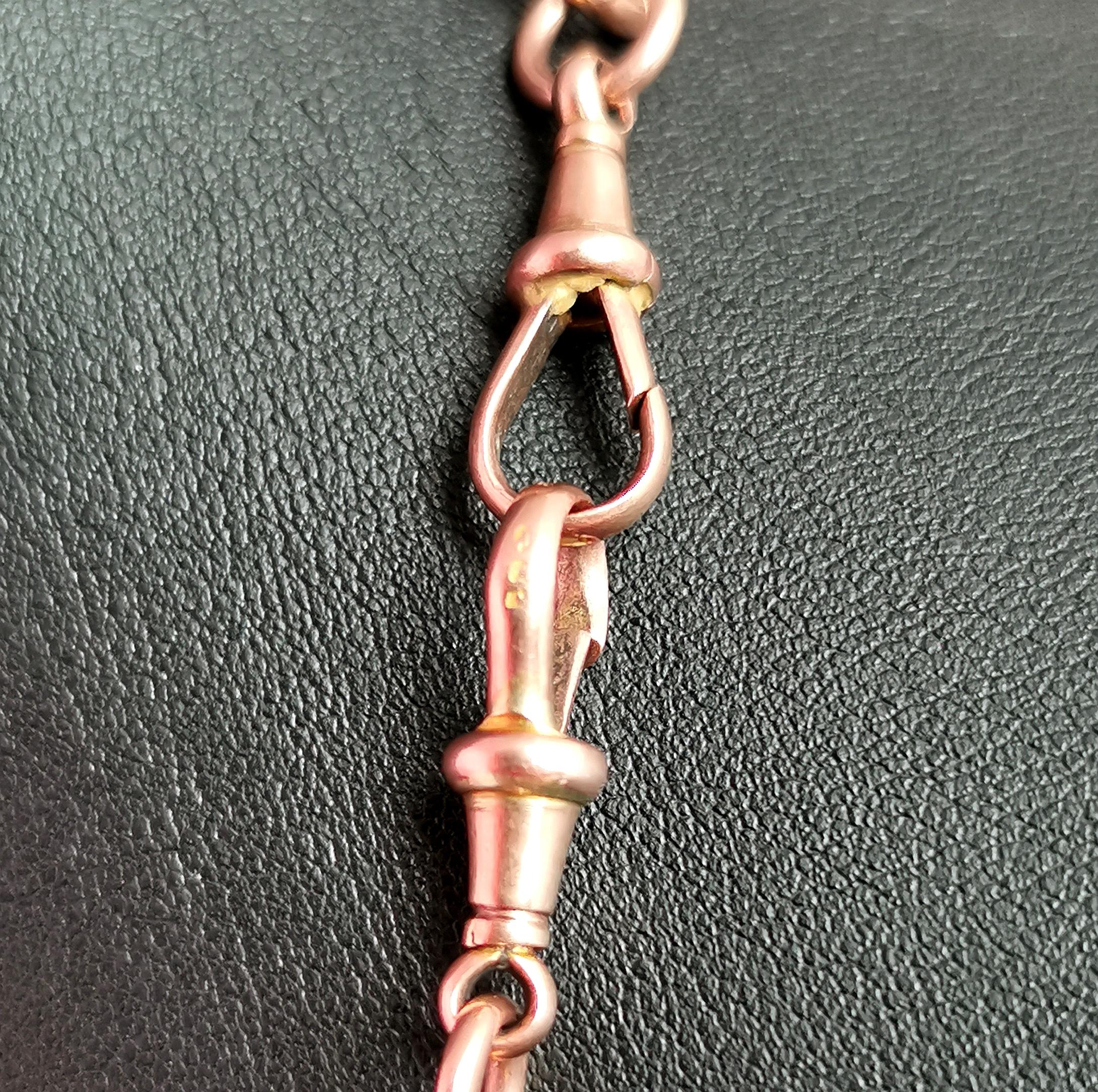 Antique 9k Rose Gold Albert chain, necklace, Watch chain  2