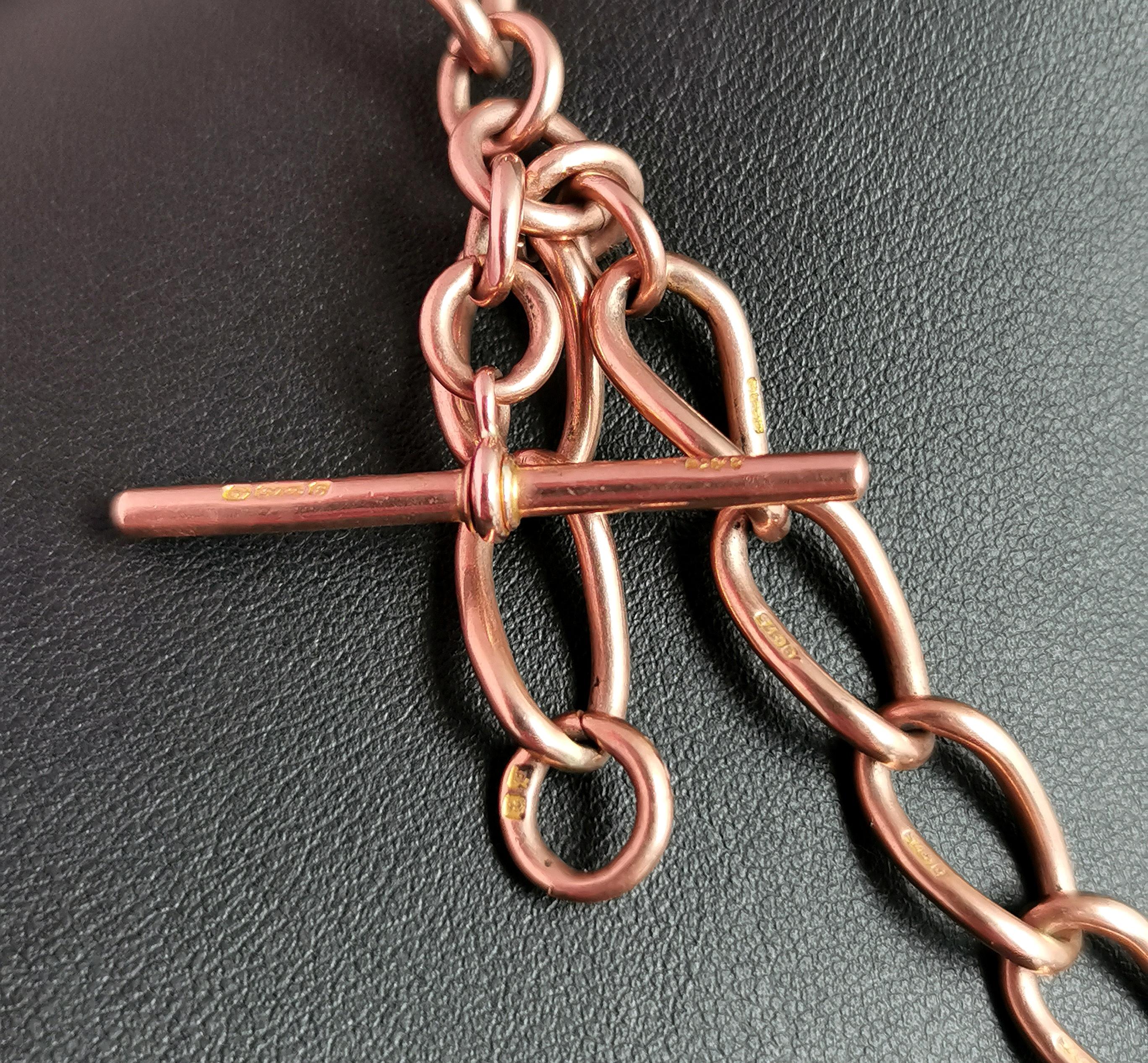 Antique 9k Rose Gold Albert chain, necklace, Watch chain  3