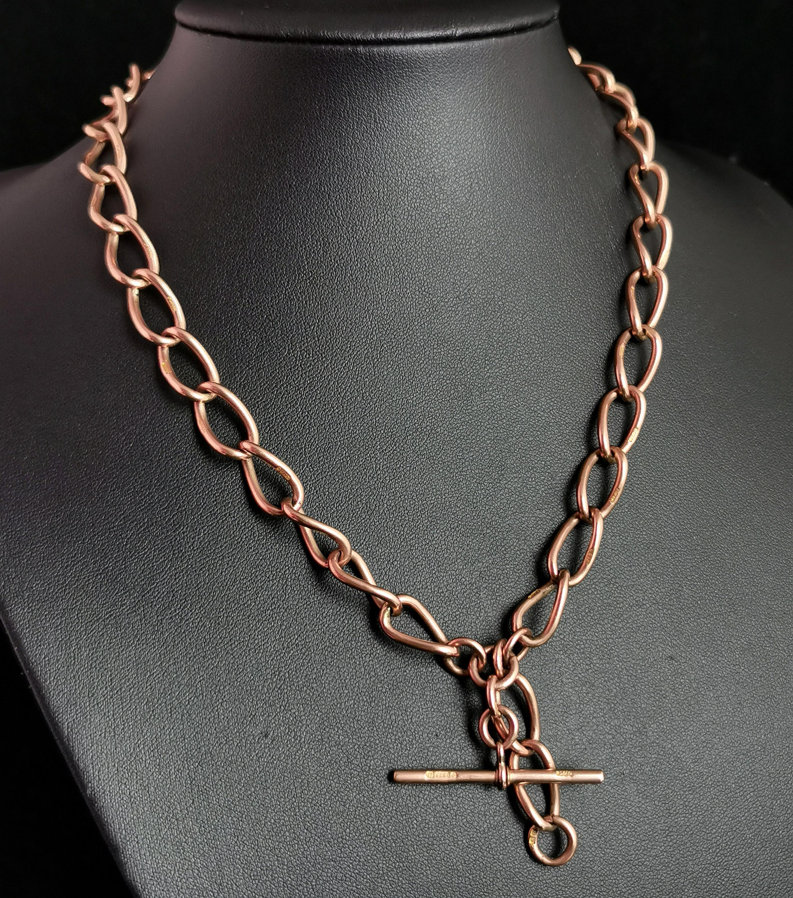 Antique 9k Rose Gold Albert chain, necklace, Watch chain  4