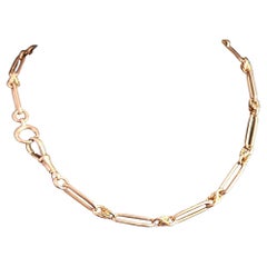 Antique 9k Rose Gold Albert Chain, Trombone Link, Watch Chain Necklace