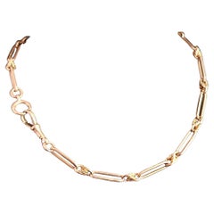 Antike 9k Roségold Albert-Kette, Trombone-Gliederkette, Uhrenkette Halskette