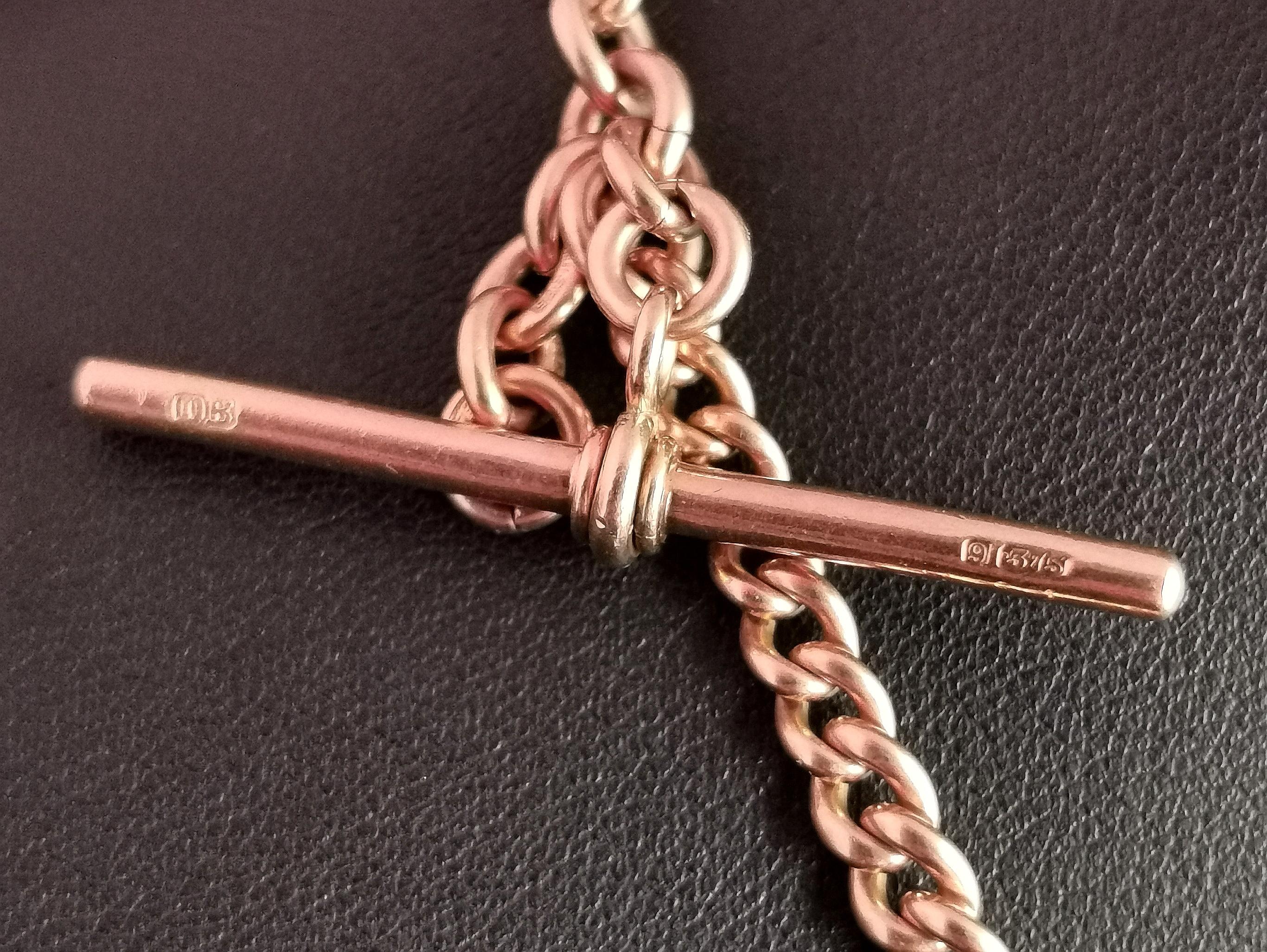 Antique 9k Rose Gold Albert Chain, Watch Chain Necklace, Curb Link 5