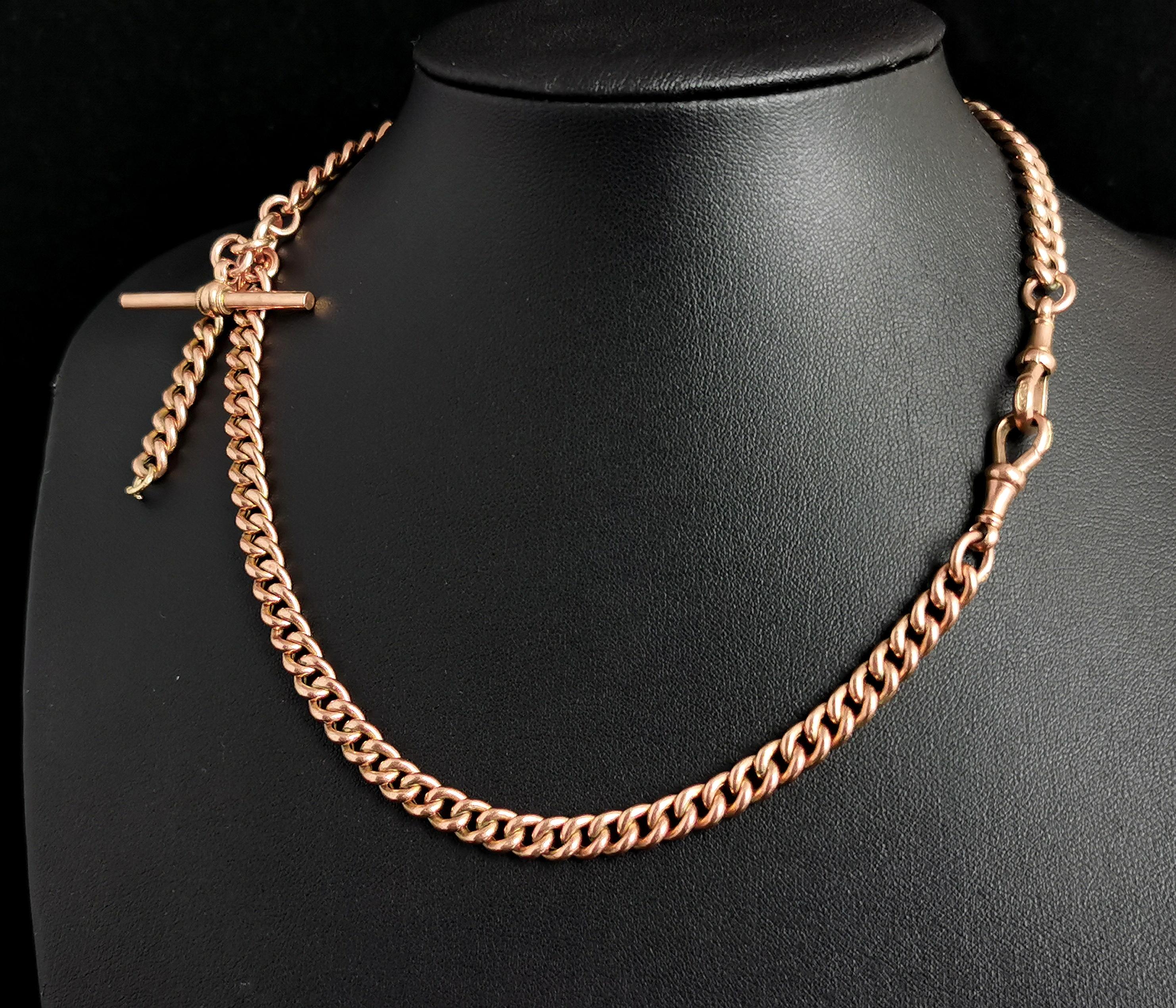 Antike 9k Rose Gold Albert Kette:: Uhrenkette Halskette:: Edwardian im Zustand „Gut“ in NEWARK, GB