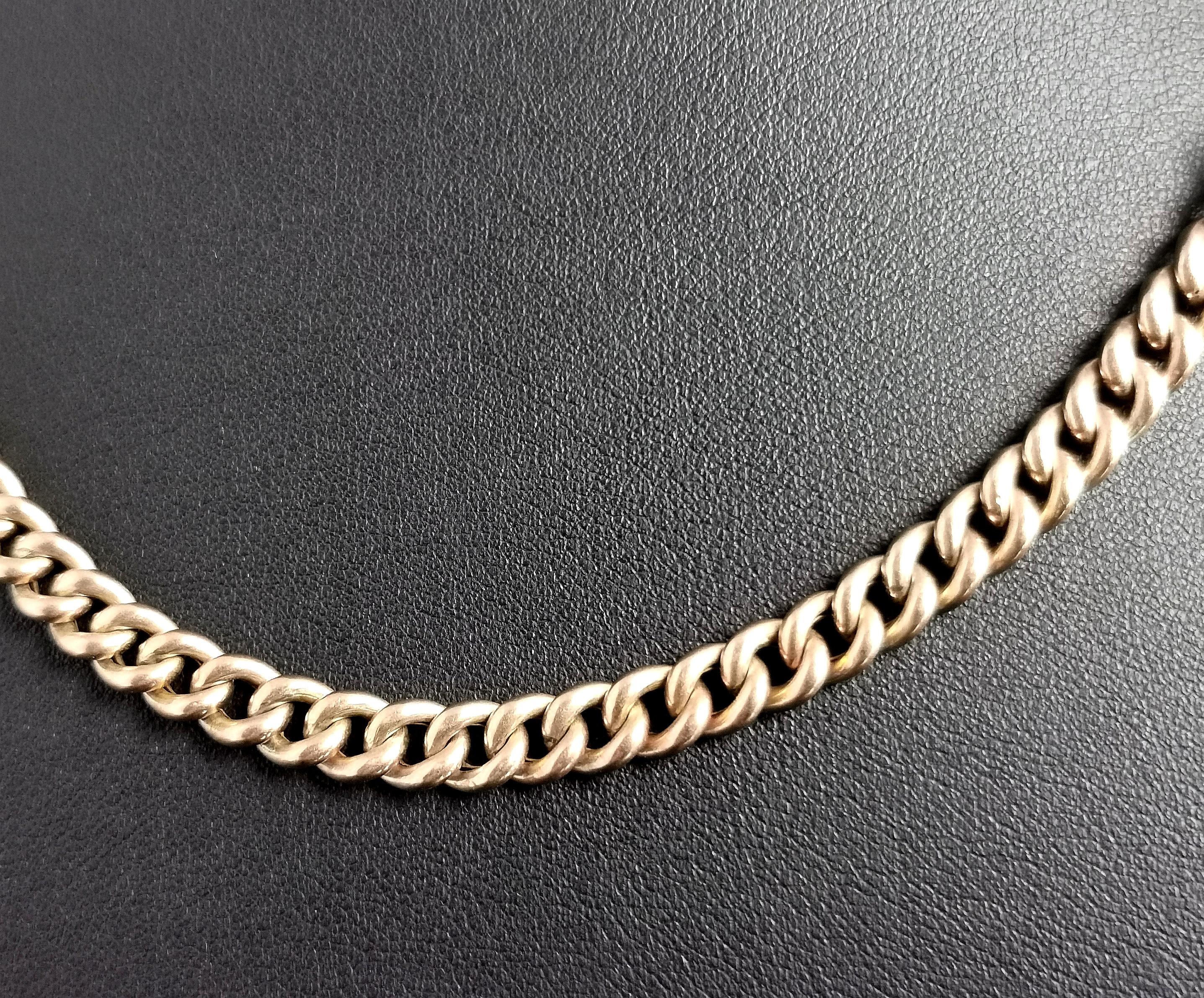 Antique 9k Rose Gold Albert chain, watch chain necklace, Edwardian  1