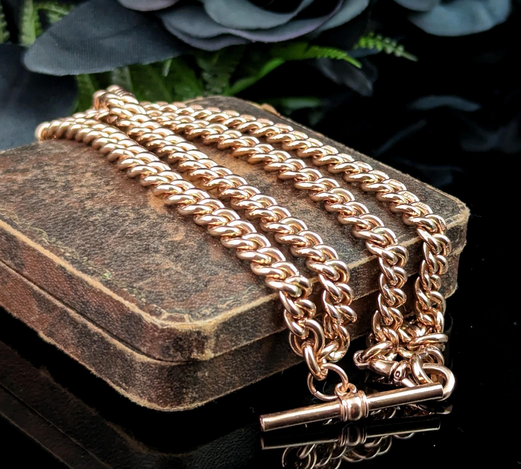 Antique 9k Rose Gold Albert Chain, Watch Chain, Necklace, Heavy 2
