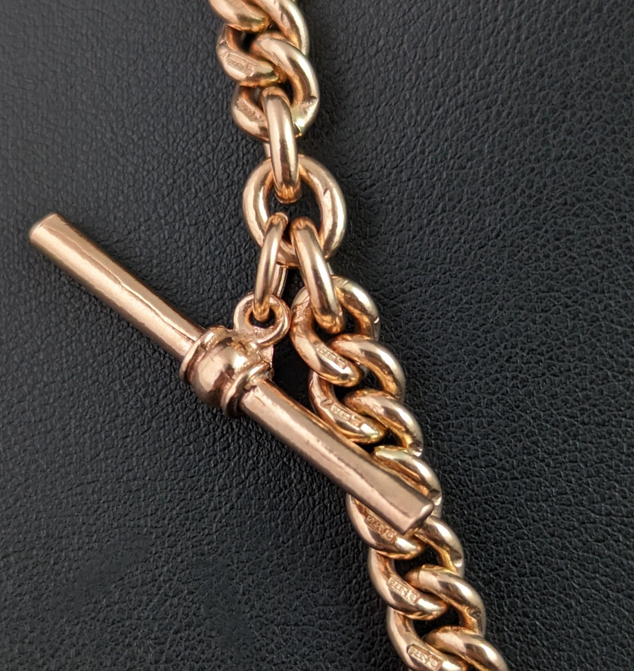 Antique 9k Rose Gold Albert Chain, Watch Chain, Necklace, Heavy 4