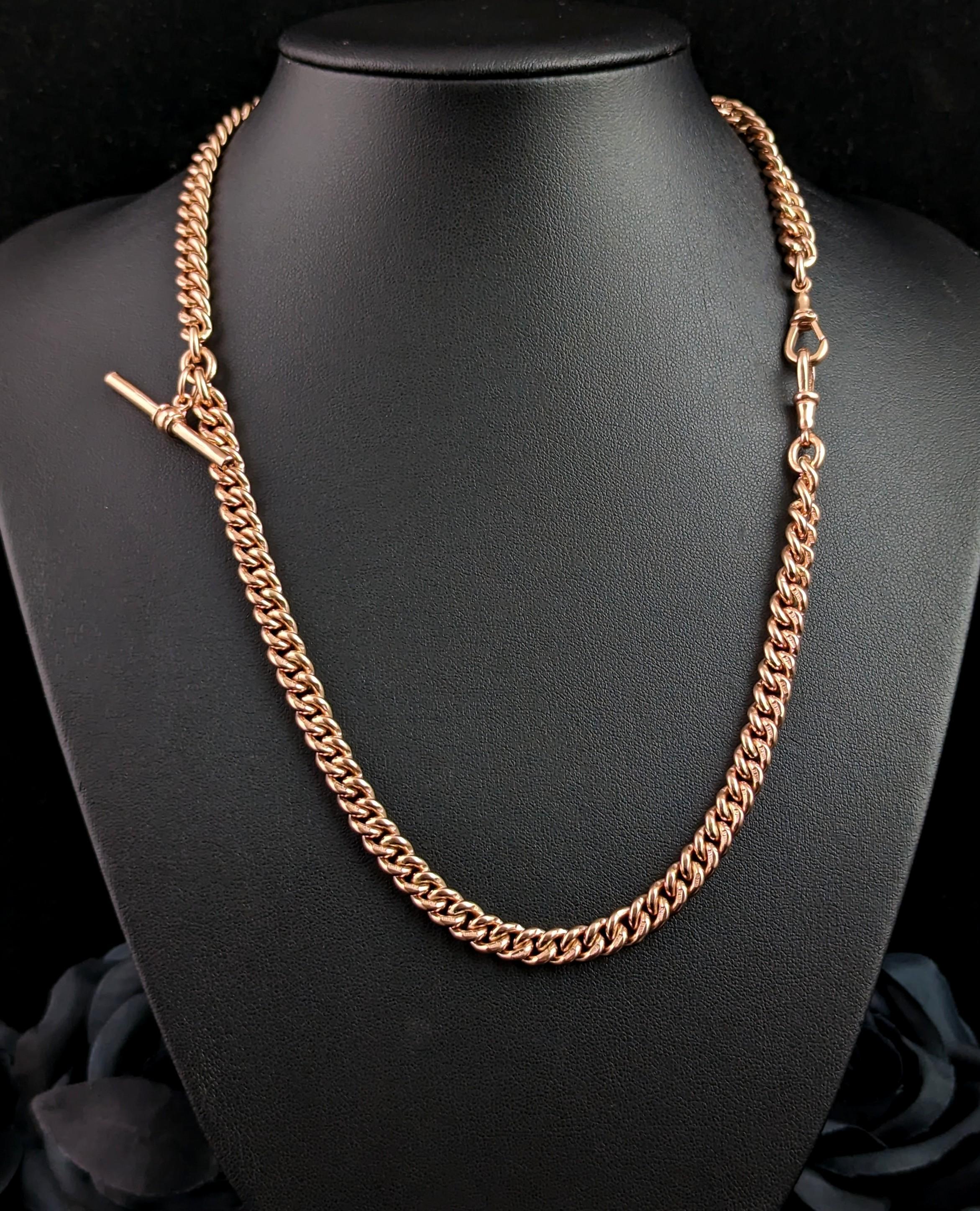 Antique 9k Rose Gold Albert Chain, Watch Chain, Necklace, Heavy 5