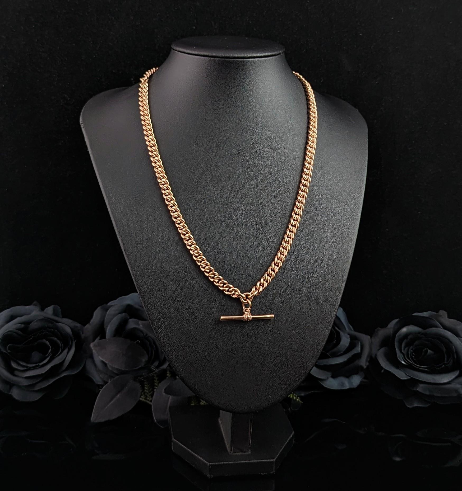 Antique 9k Rose Gold Albert Chain, Watch Chain, Necklace, Heavy 6