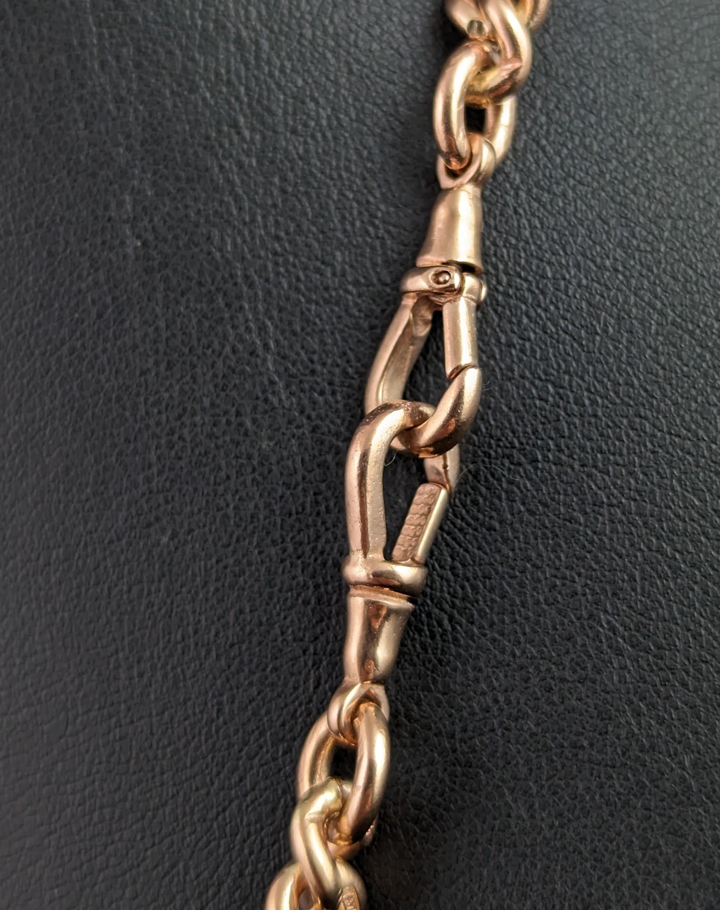 Antique 9k Rose Gold Albert Chain, Watch Chain, Necklace, Heavy 1
