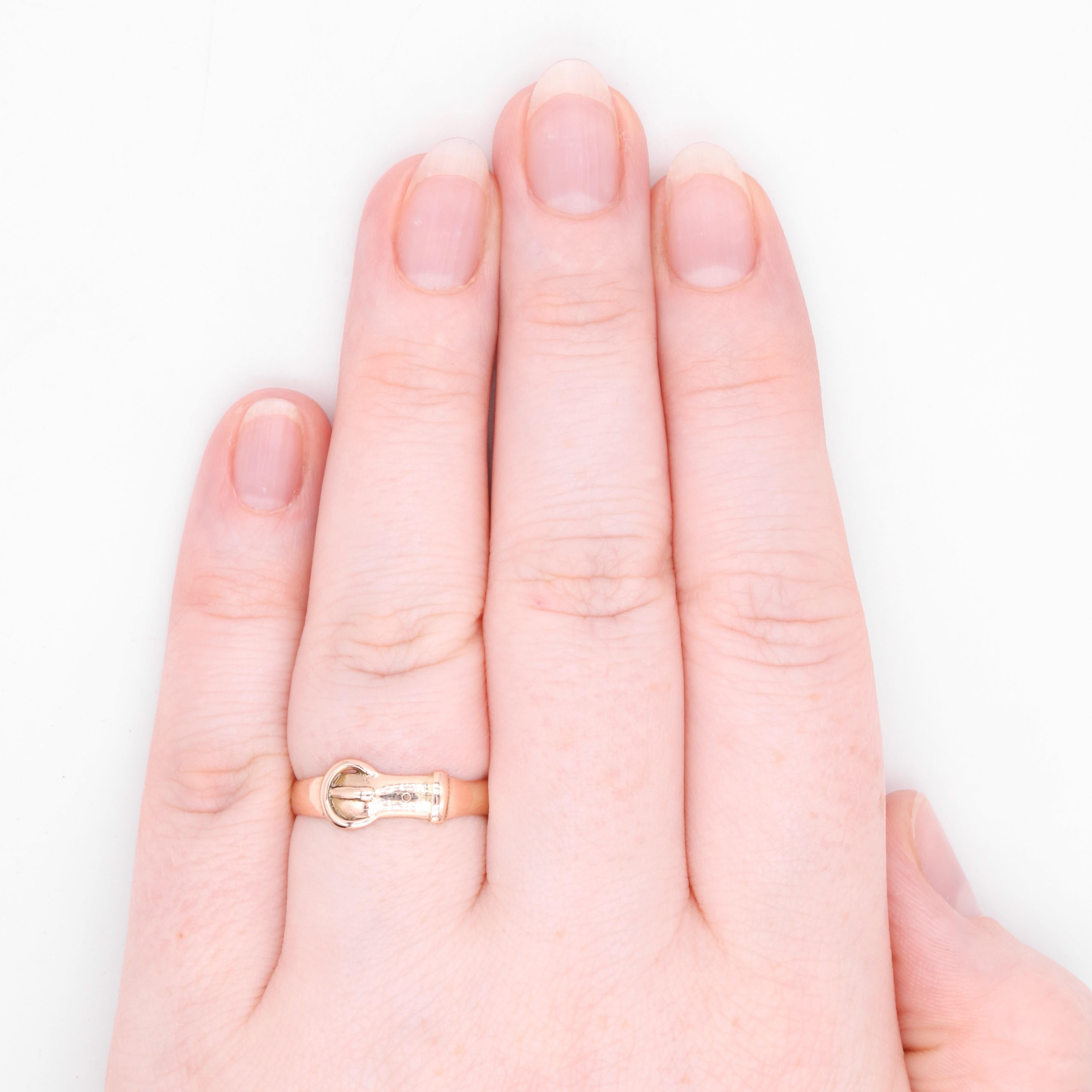 Antique 9K Rose Gold Buckle Band Ring For Sale 5