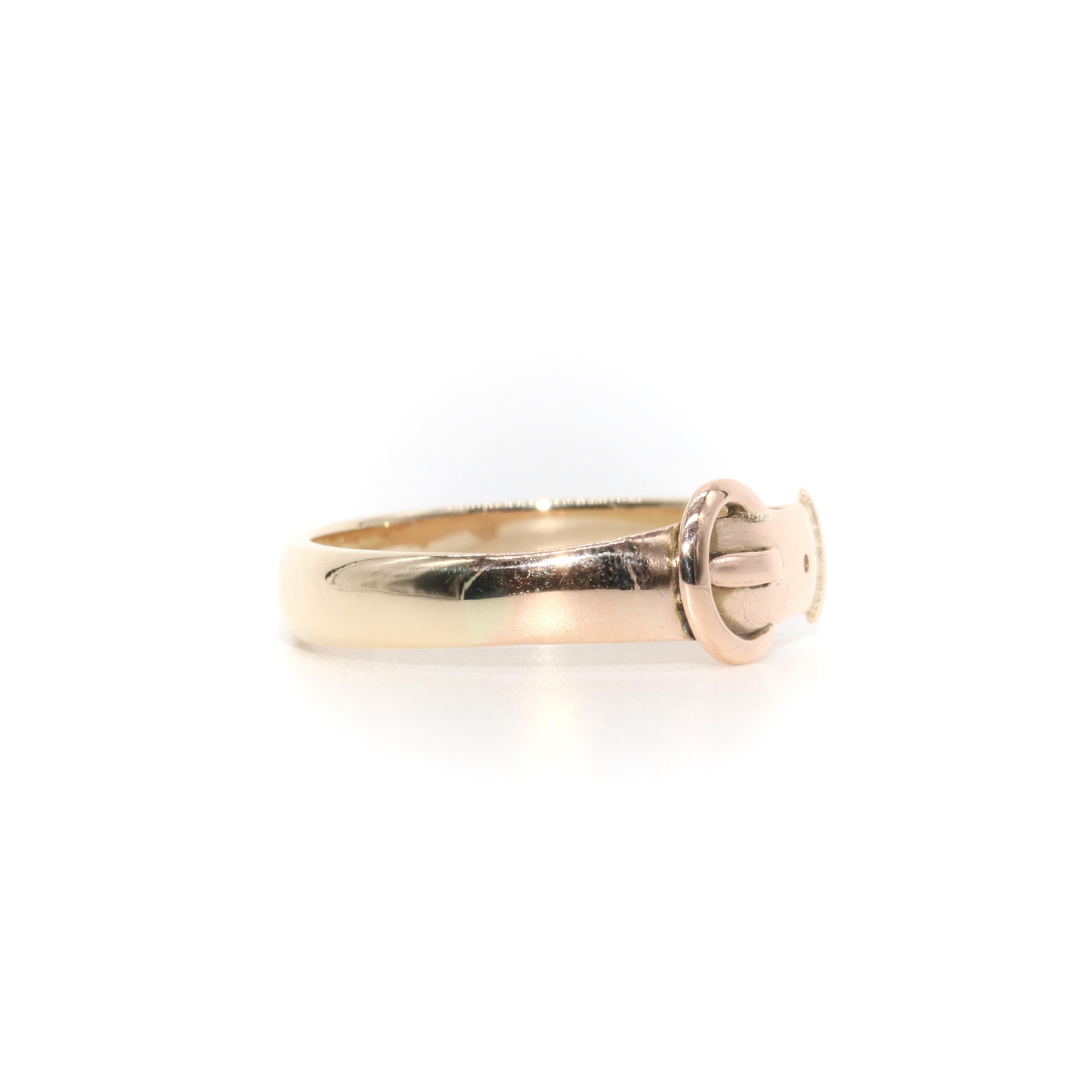 Antique 9K Rose Gold Buckle Band Ring For Sale 1