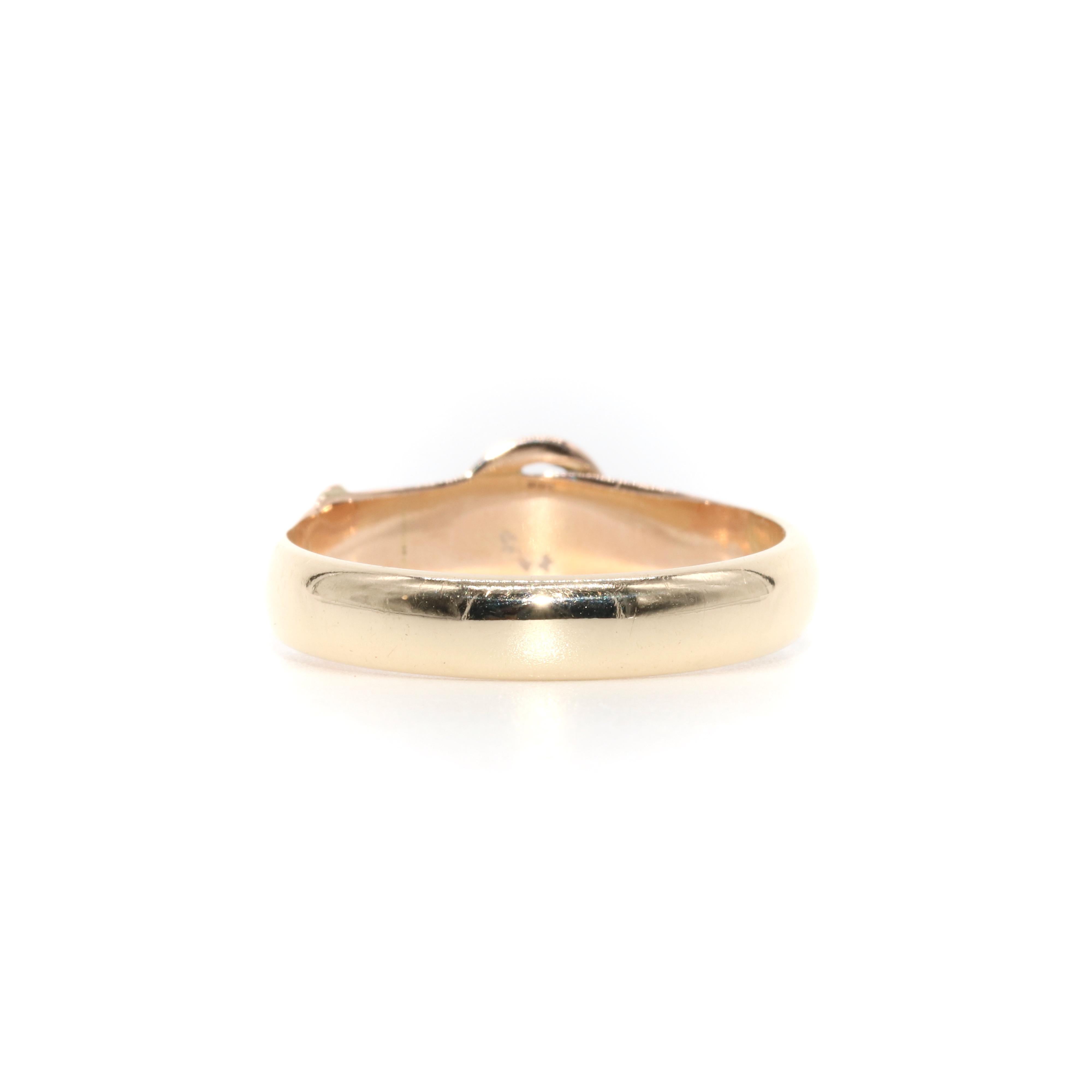 Antique 9K Rose Gold Buckle Band Ring For Sale 2
