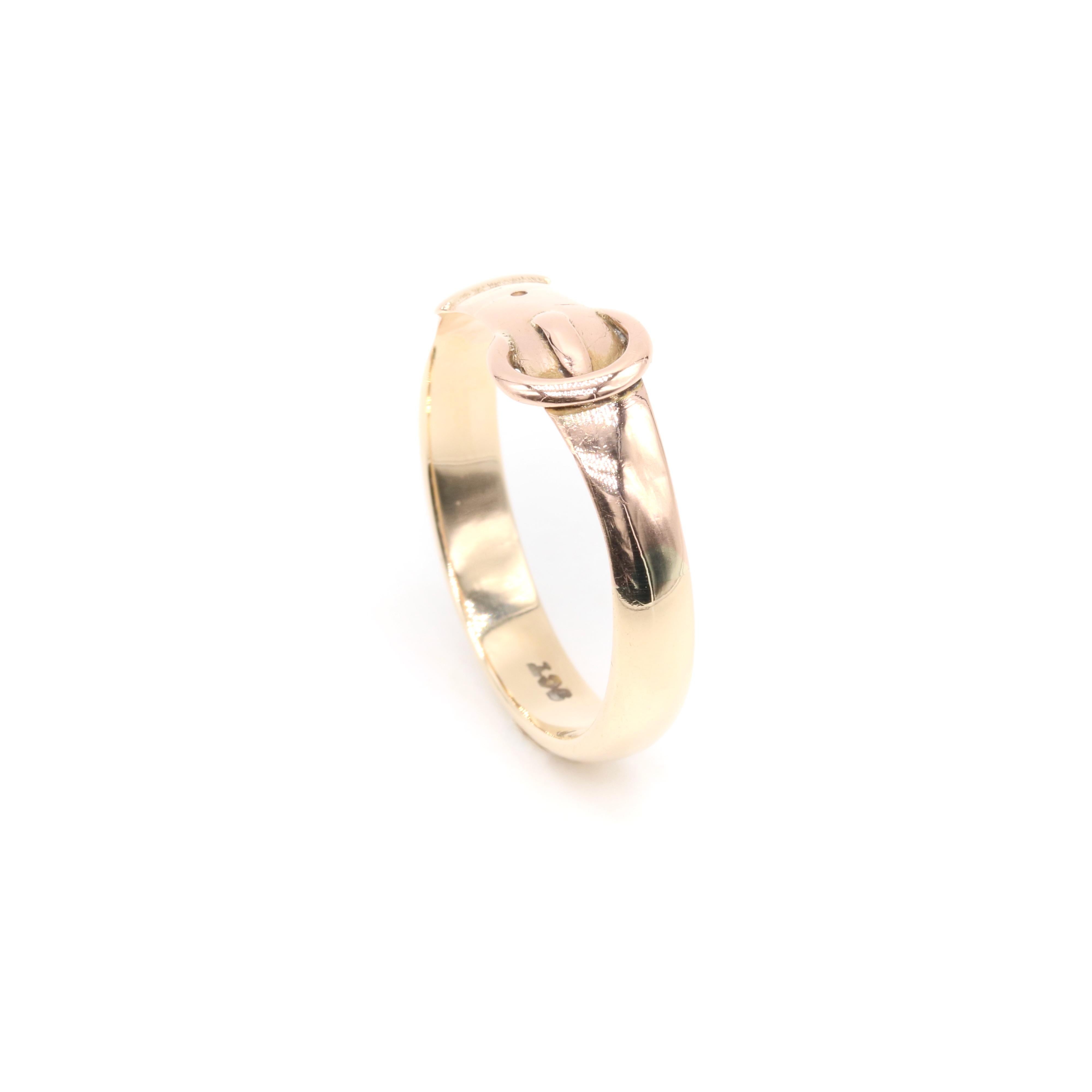 Antique 9K Rose Gold Buckle Band Ring For Sale 3