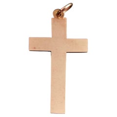 Pendentif croix édouardien ancien en or rose 9 carats