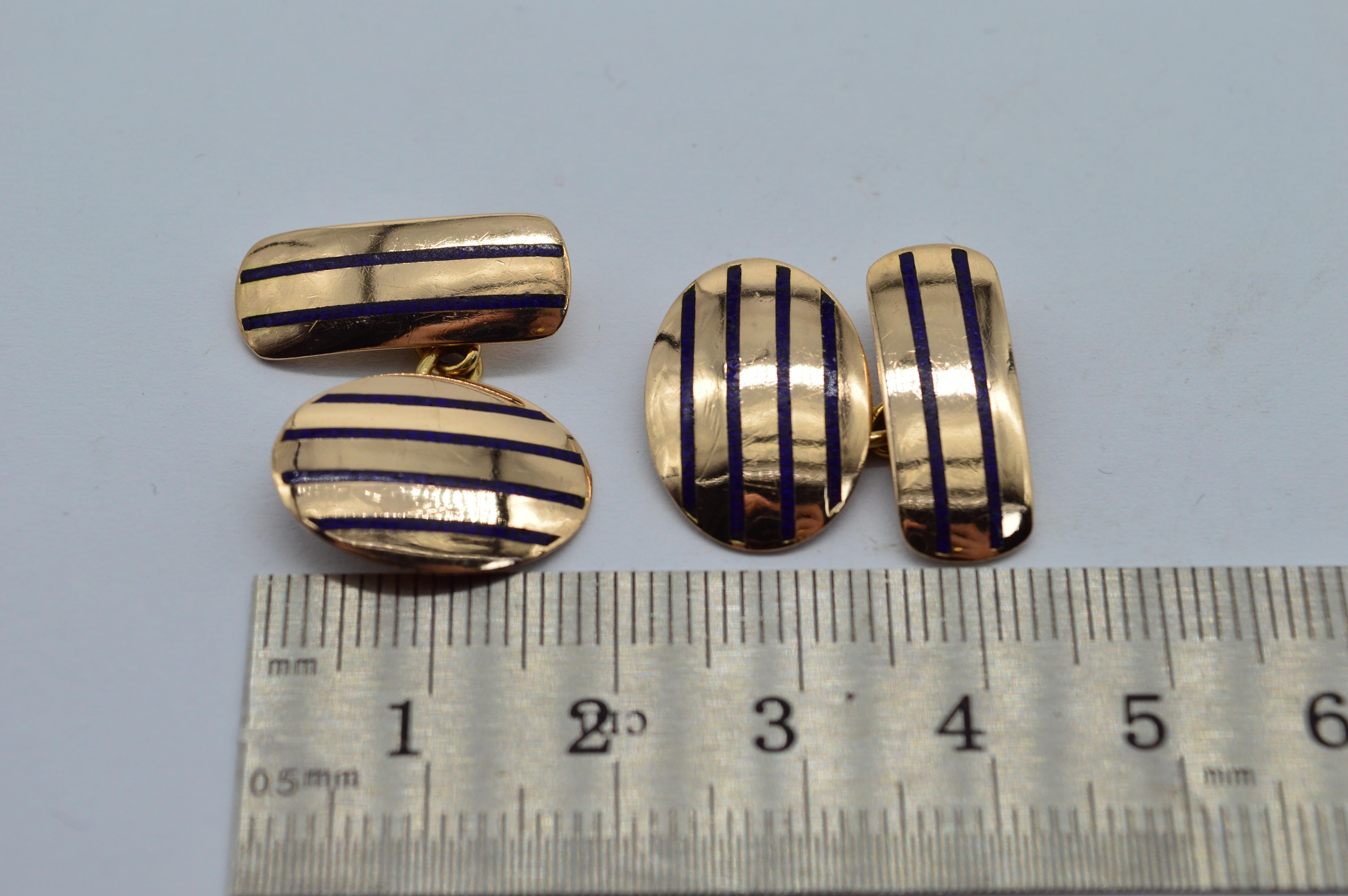 Antique 9K Rose Gold Deakin and Francis Enamel Art Deco Classic Cufflinks Gift For Sale 6