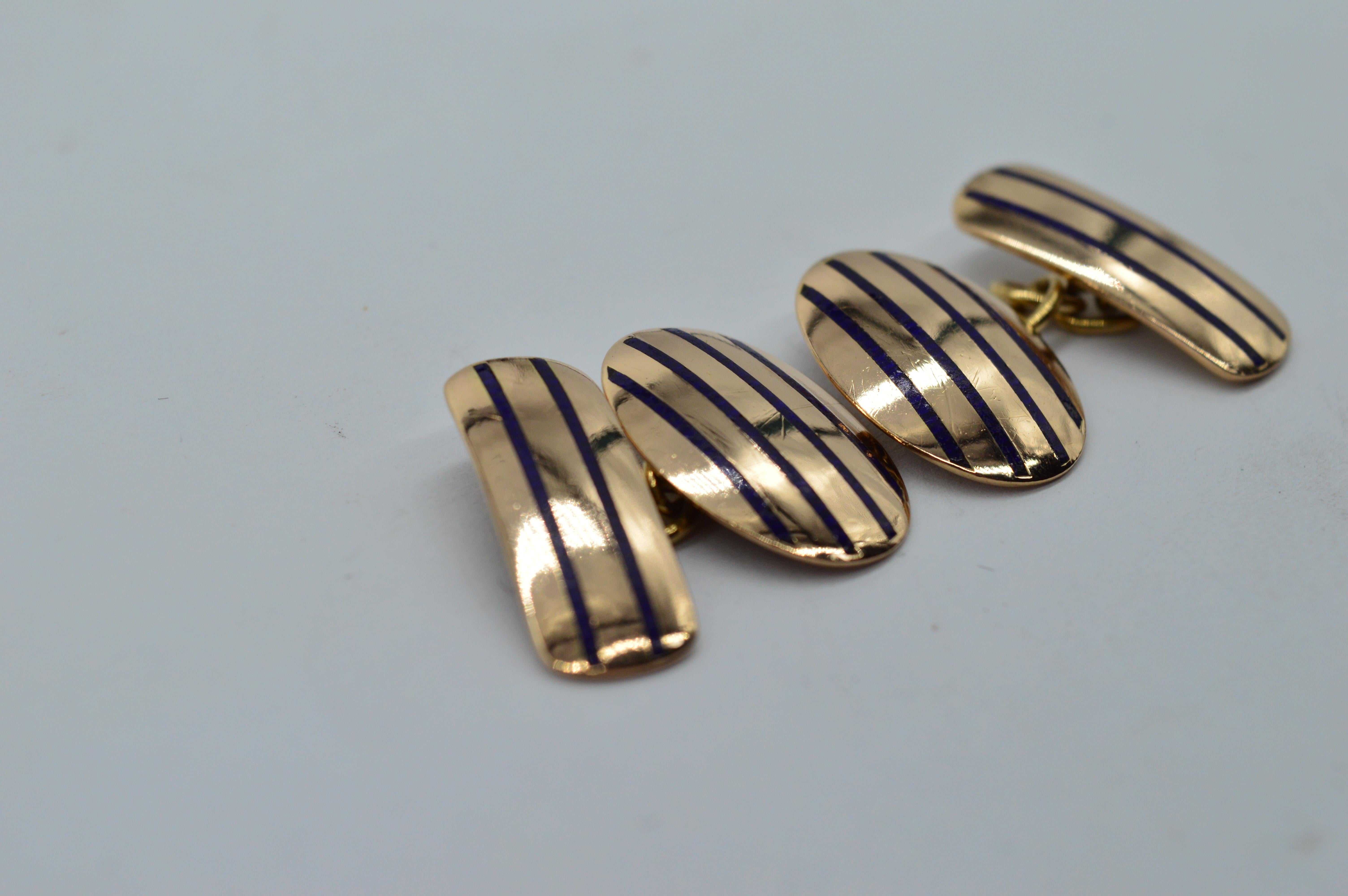 Antique 9K Rose Gold Deakin and Francis Enamel Art Deco Classic Cufflinks Gift For Sale 2