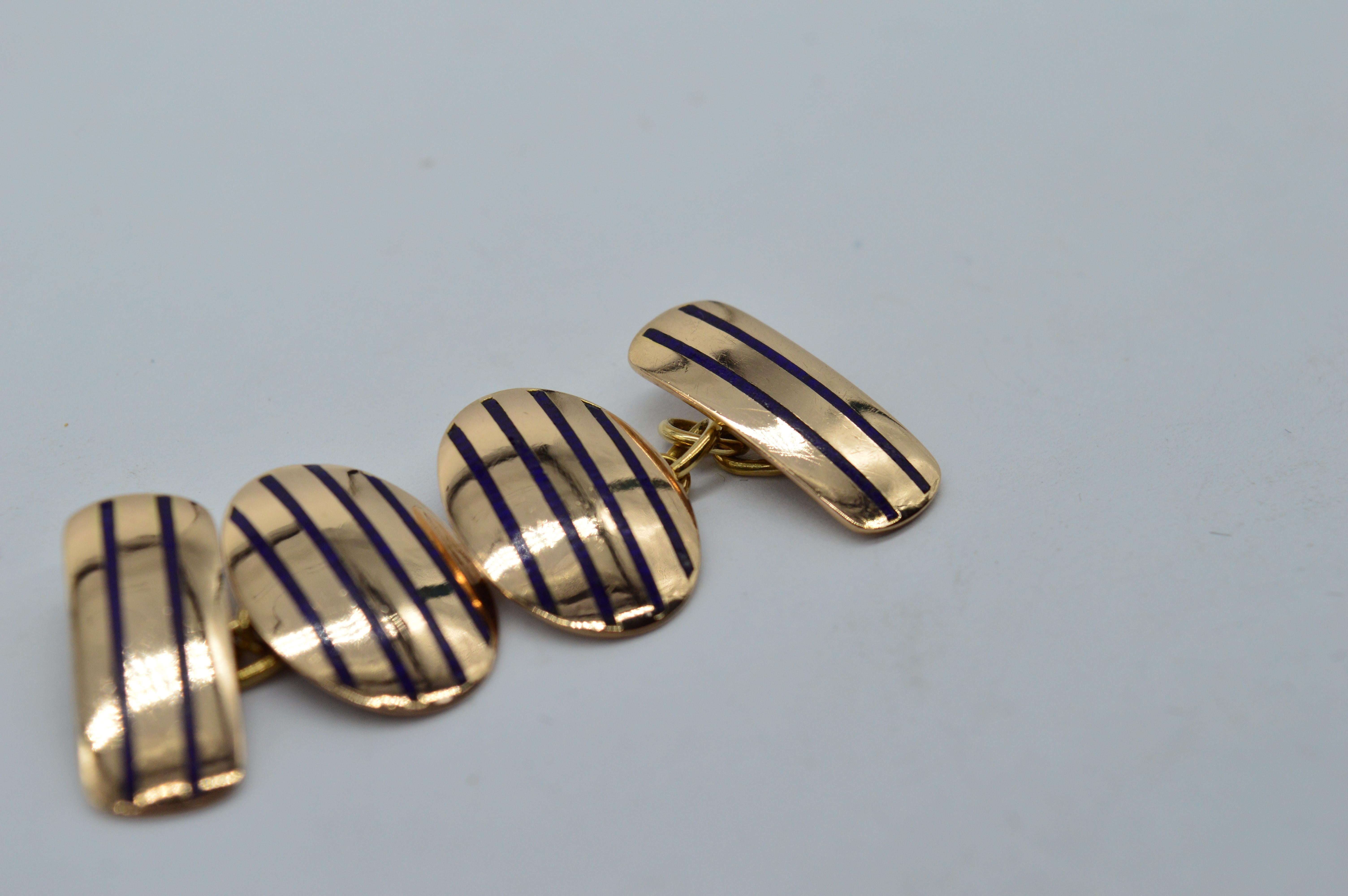 Antique 9K Rose Gold Deakin and Francis Enamel Art Deco Classic Cufflinks Gift For Sale 3