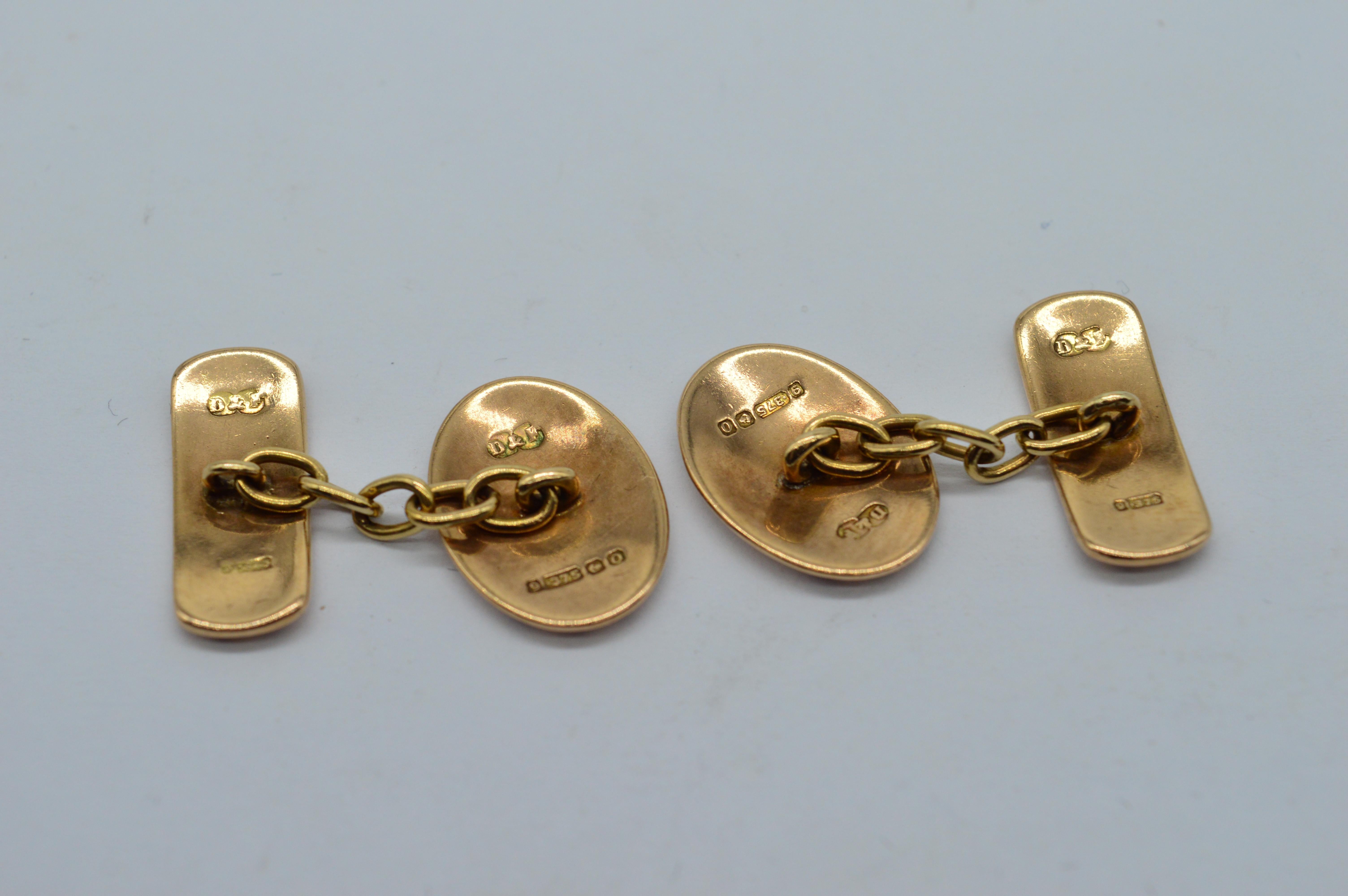Antike 9K Rose Gold Deakin und Francis Emaille Art Deco Classic Manschettenknöpfe Geschenk im Angebot 3