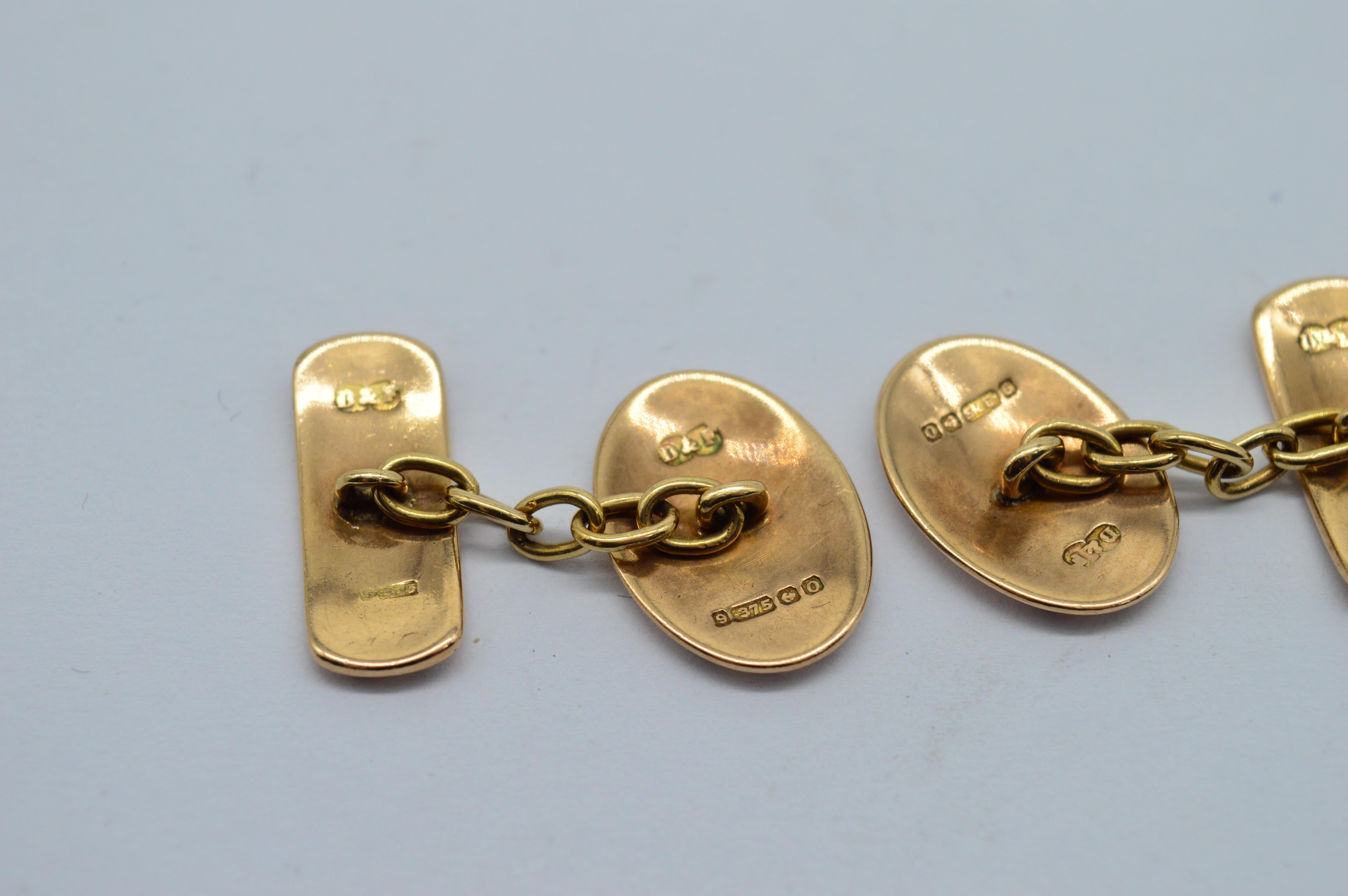 Antike 9K Rose Gold Deakin und Francis Emaille Art Deco Classic Manschettenknöpfe Geschenk im Angebot 4