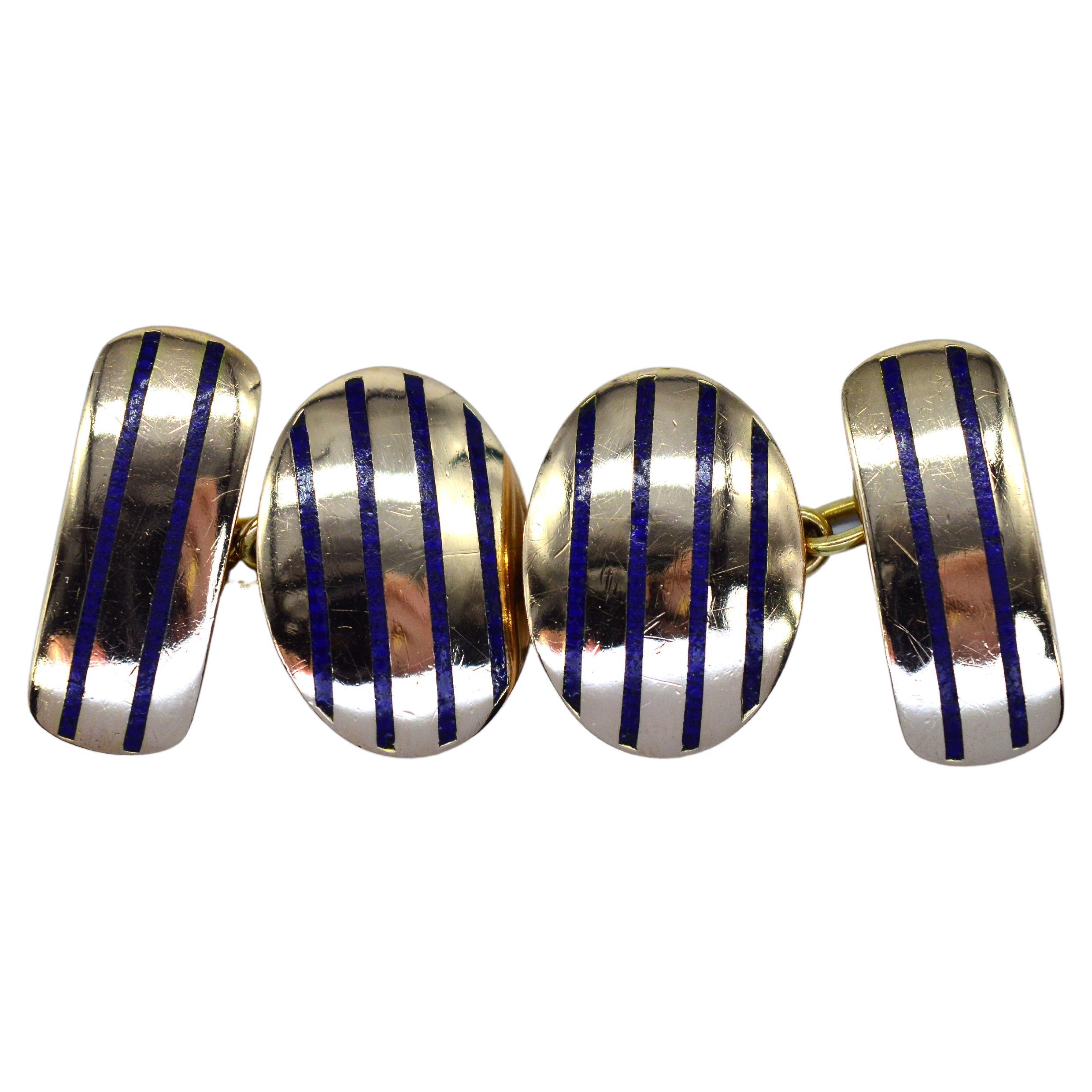 Antique 9K Rose Gold Deakin and Francis Enamel Art Deco Classic Cufflinks Gift For Sale