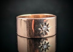 Antique 9k Rose Gold Diamond Cigar Band Ring