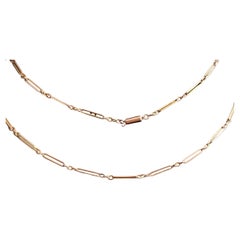 Antique 9k Rose Gold Fancy Link Chain Necklace, Edwardian, Paperclip Link
