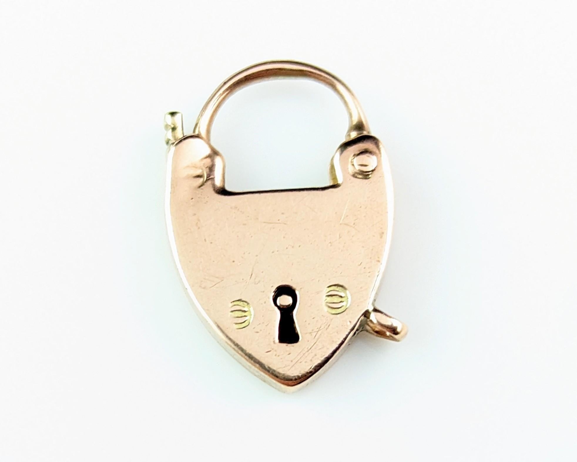 Antique 9k Rose Gold heart padlock clasp  6