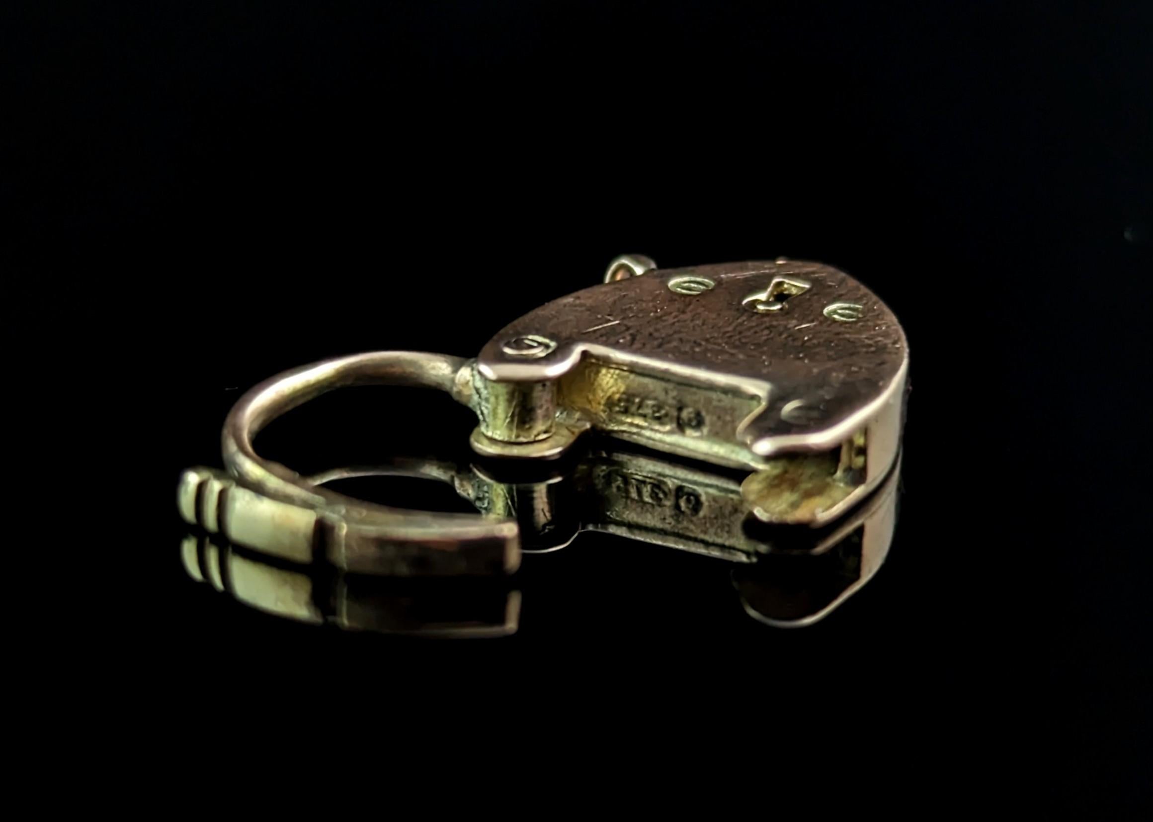 Antique 9k Rose Gold heart padlock clasp  4