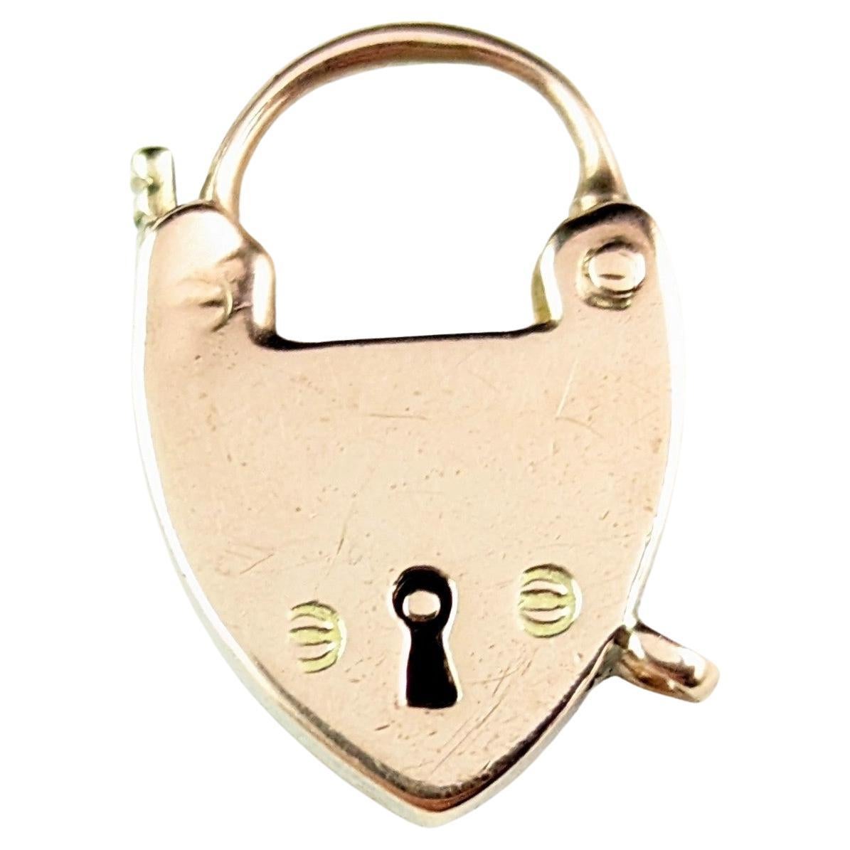 Antique 9k Rose Gold heart padlock clasp 