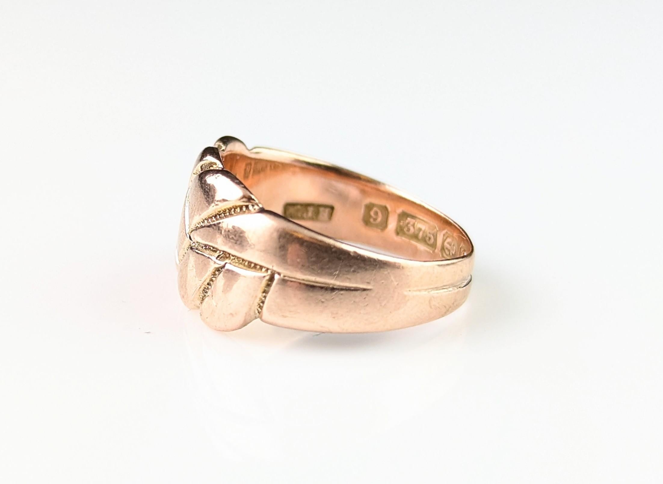 Antique 9k Rose gold keeper ring, band ring For Sale 5