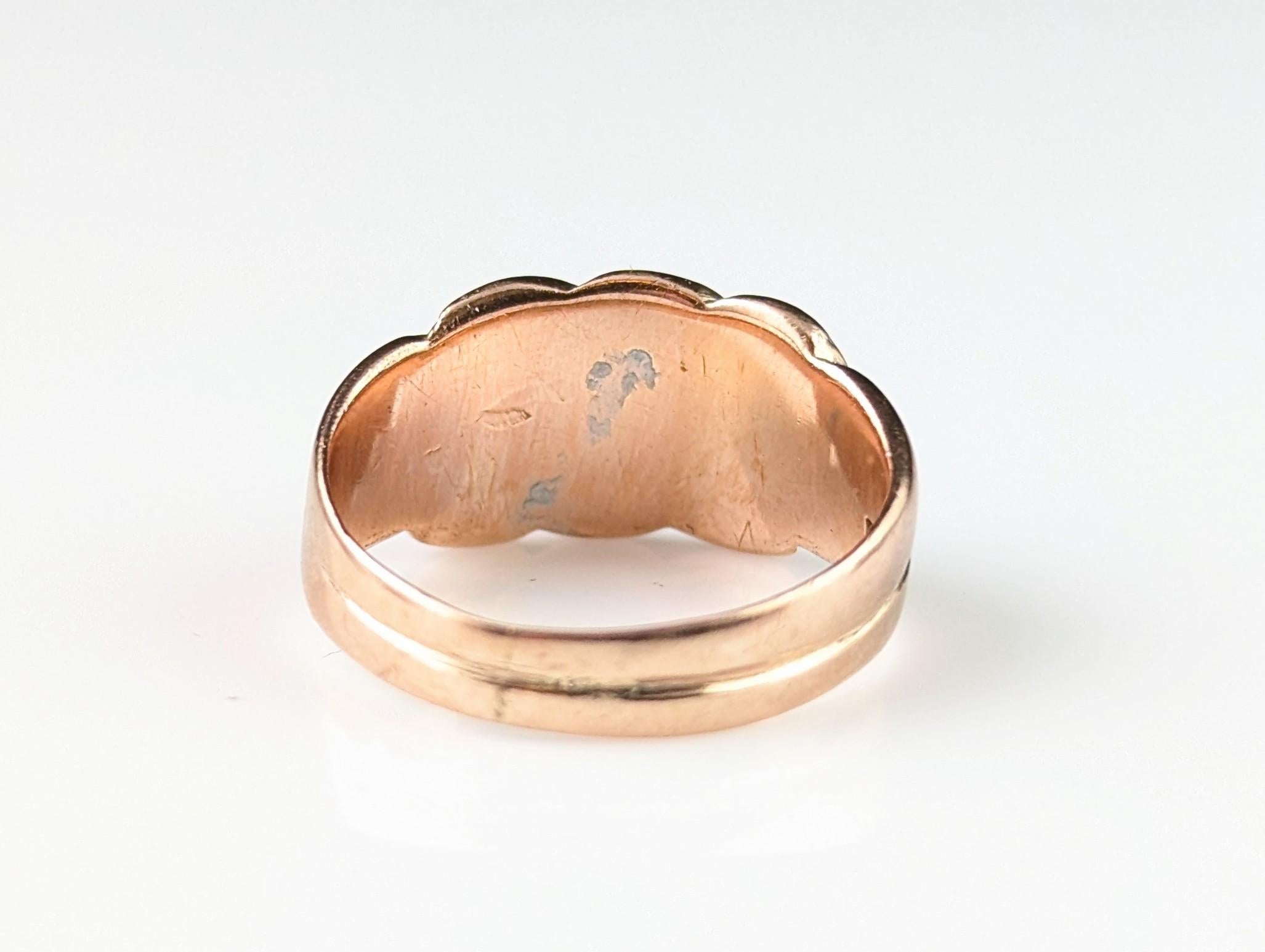 Antique 9k Rose gold keeper ring, band ring For Sale 6