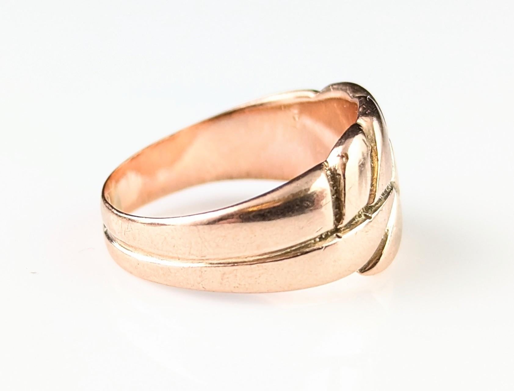 Antique 9k Rose gold keeper ring, band ring For Sale 7