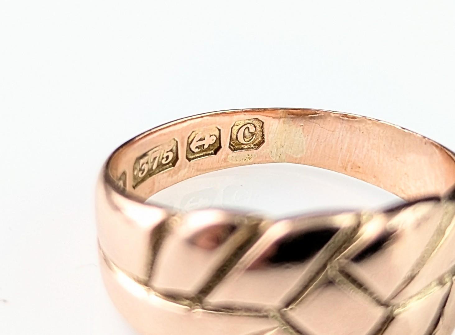 Antique 9k Rose gold keeper ring, band ring For Sale 9