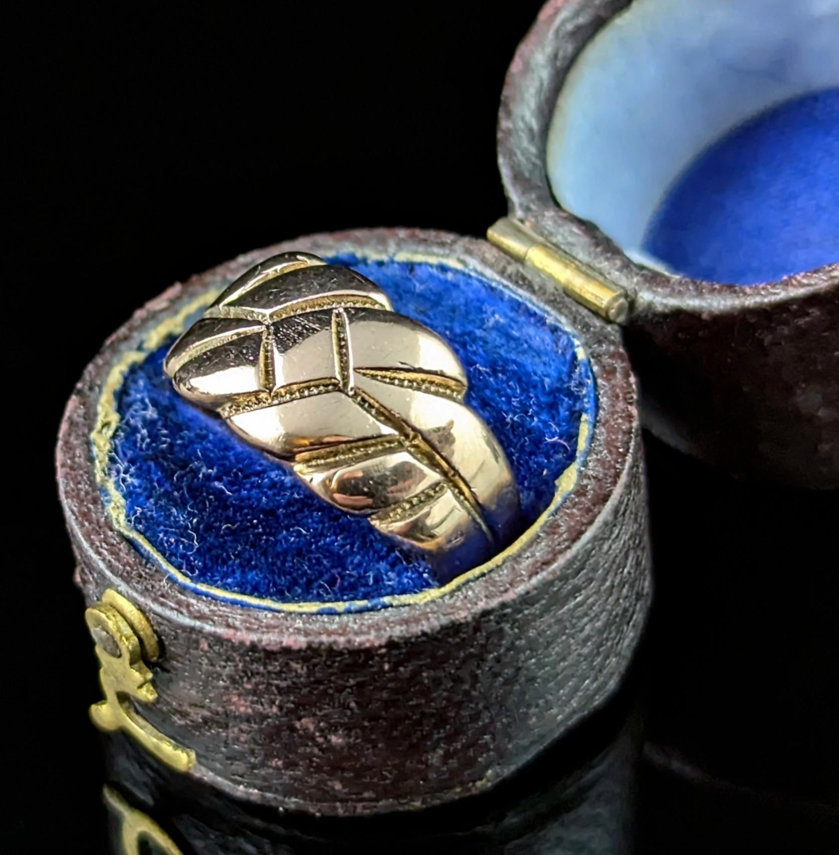 Antique 9k Rose gold keeper ring, band ring For Sale 1