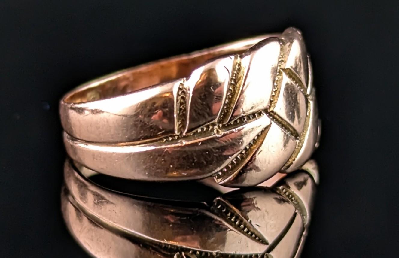 Antique 9k Rose gold keeper ring, band ring For Sale 3