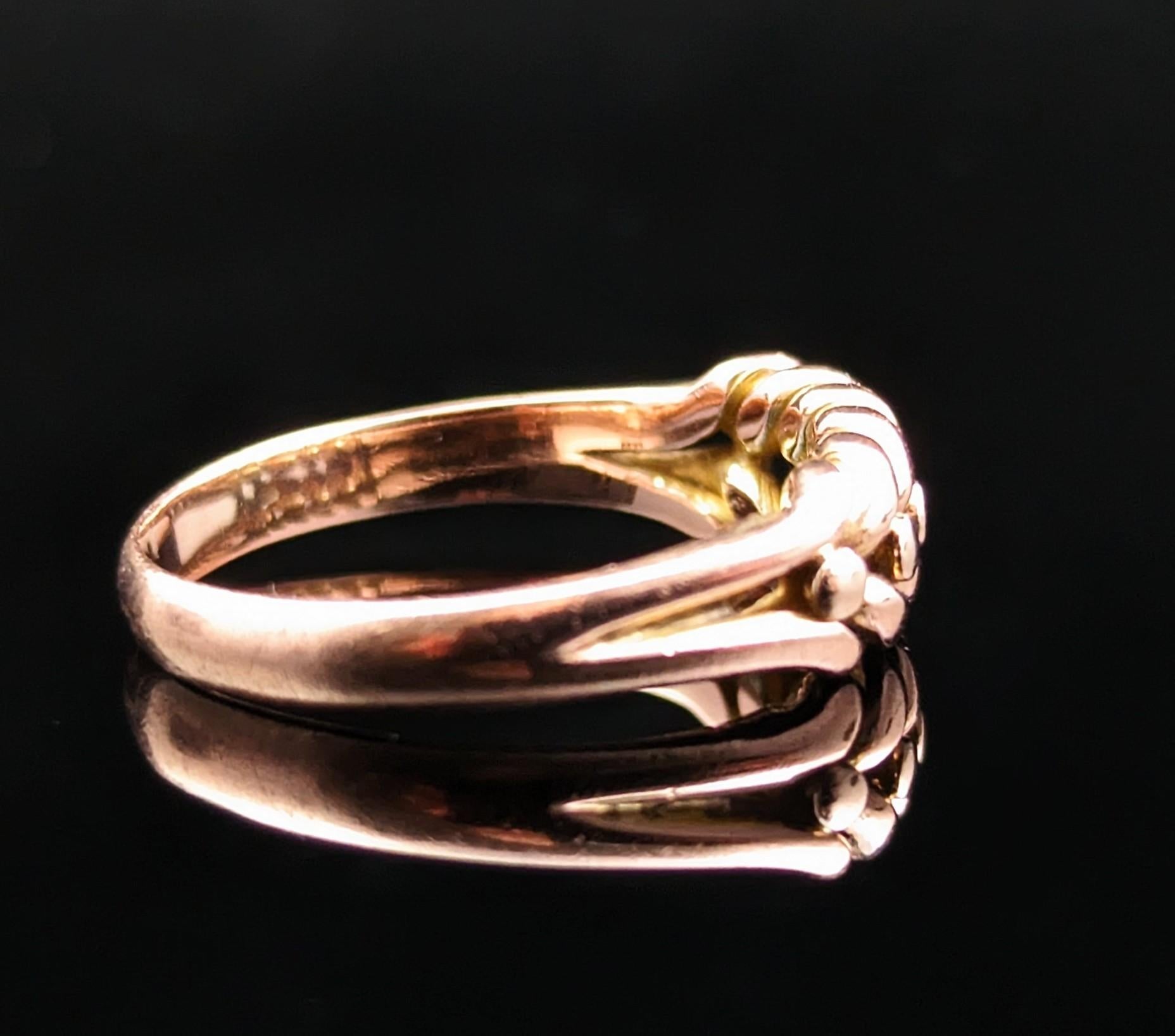 Antique 9k Rose gold keeper ring, Victorian  4