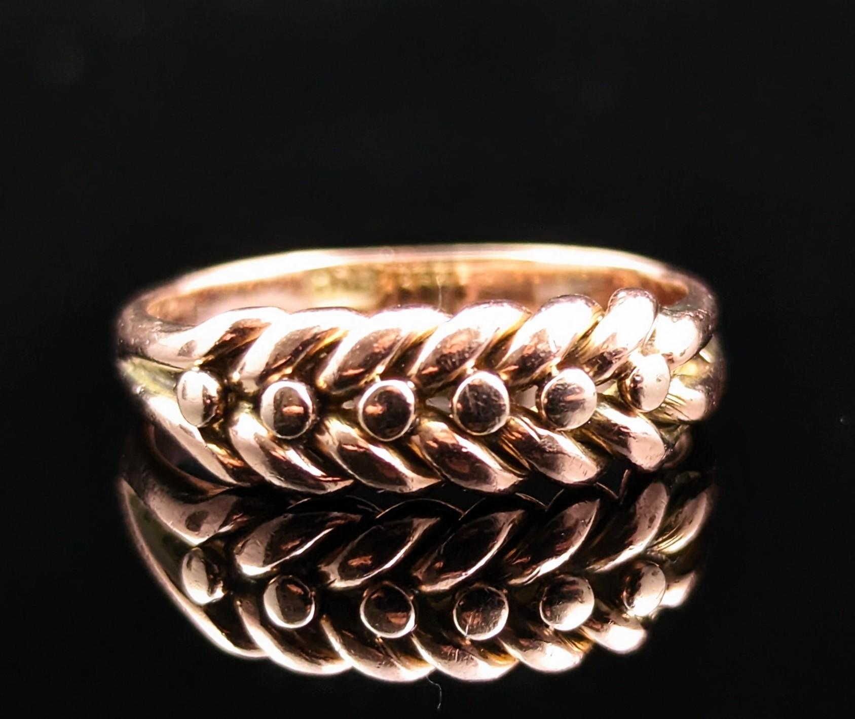 Antique 9k Rose gold keeper ring, Victorian  1
