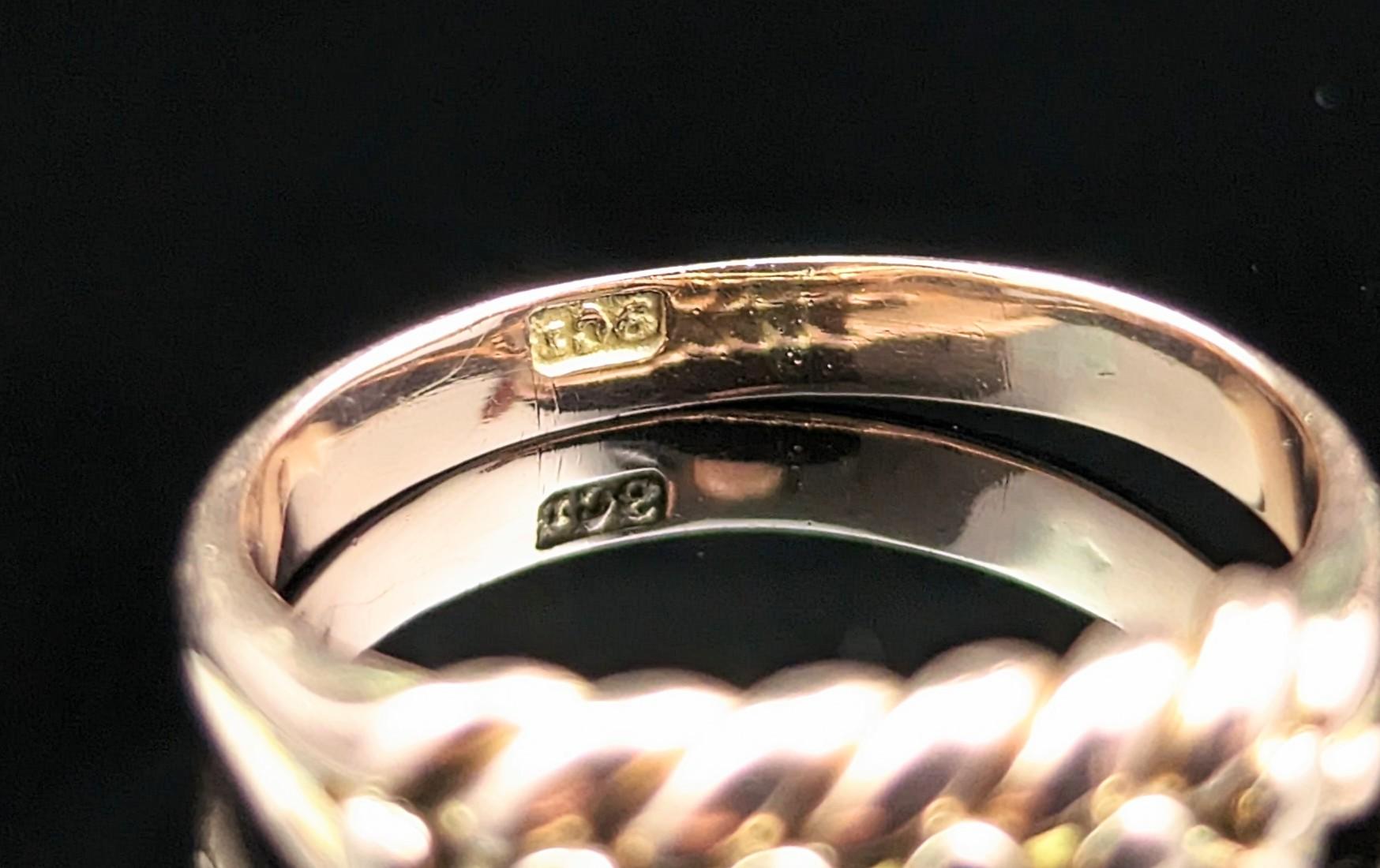 Antique 9k Rose gold keeper ring, Victorian  2