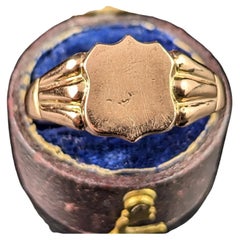 Anillo de sello antiguo de oro rosa de 9 quilates, anillo meñique 