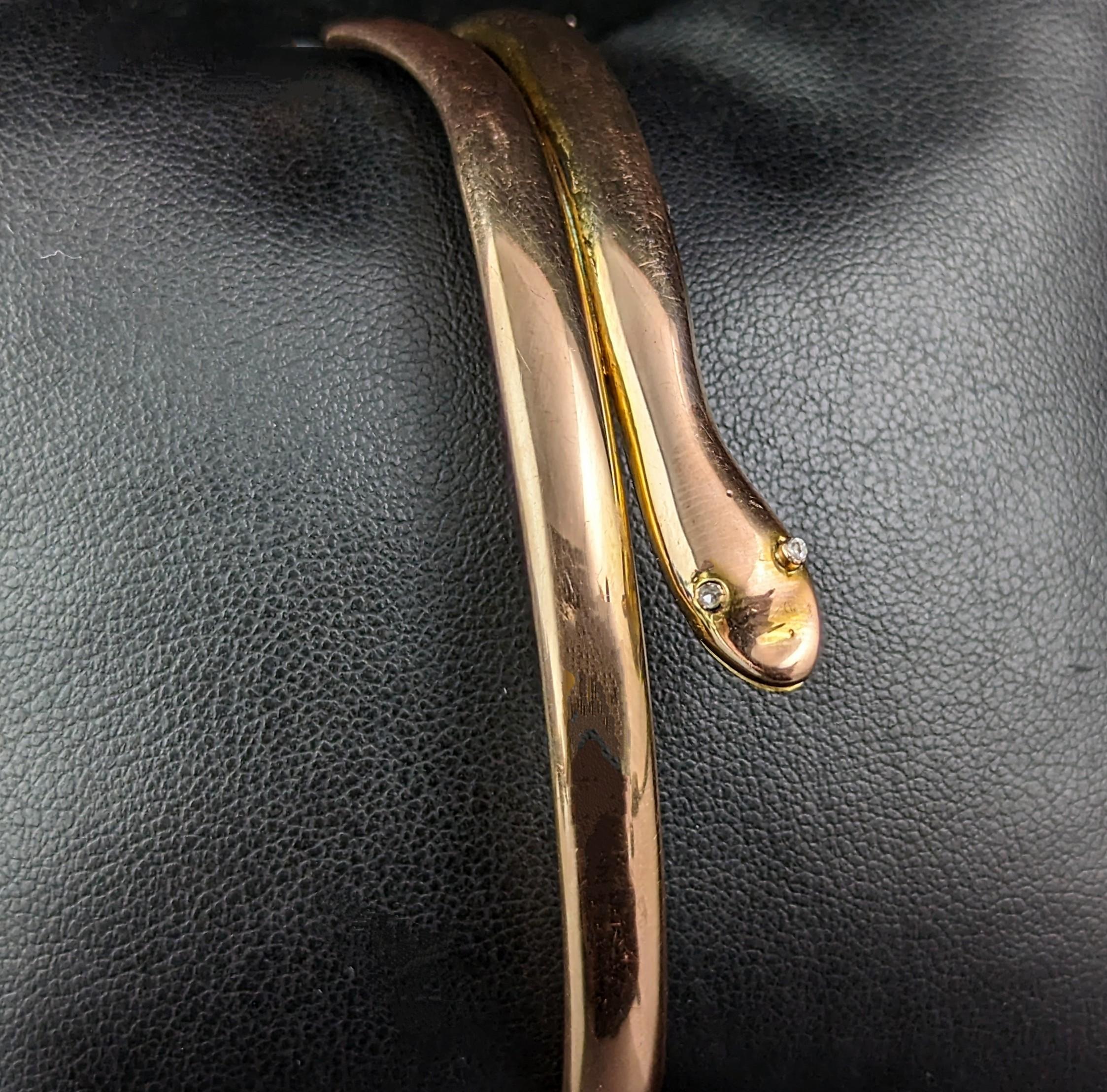 Whoever takes home this amazing antique 9ct gold snake bangle will not be disappointed!

This spectacular piece is a large size possibly to be worn as an upper arm bangle, designed to be worn higher up on the arm.

The Art Deco Egyptian revival