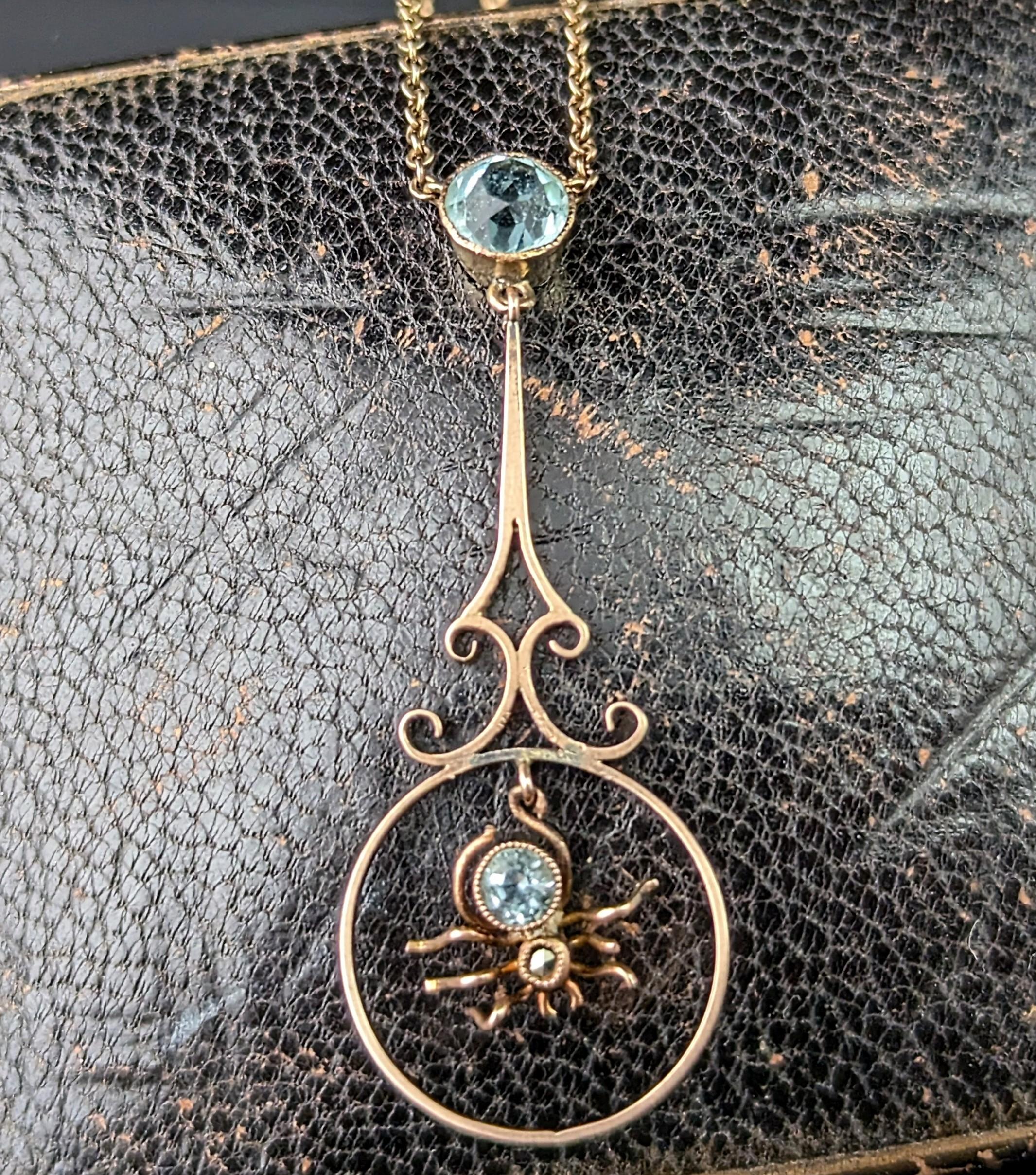 Spider lover or not you are bound to fall in love with this wonderful antique spider pendant necklace.

The spider motif is much harder to find in pendant form with most adorning brooches, the Victorian's began somewhat of an obsession with insect