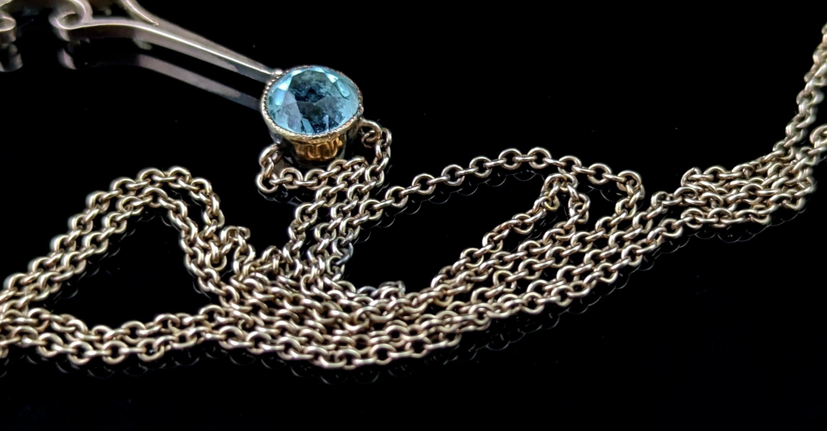 Women's Antique 9k Rose gold Spider pendant necklace, Blue paste For Sale