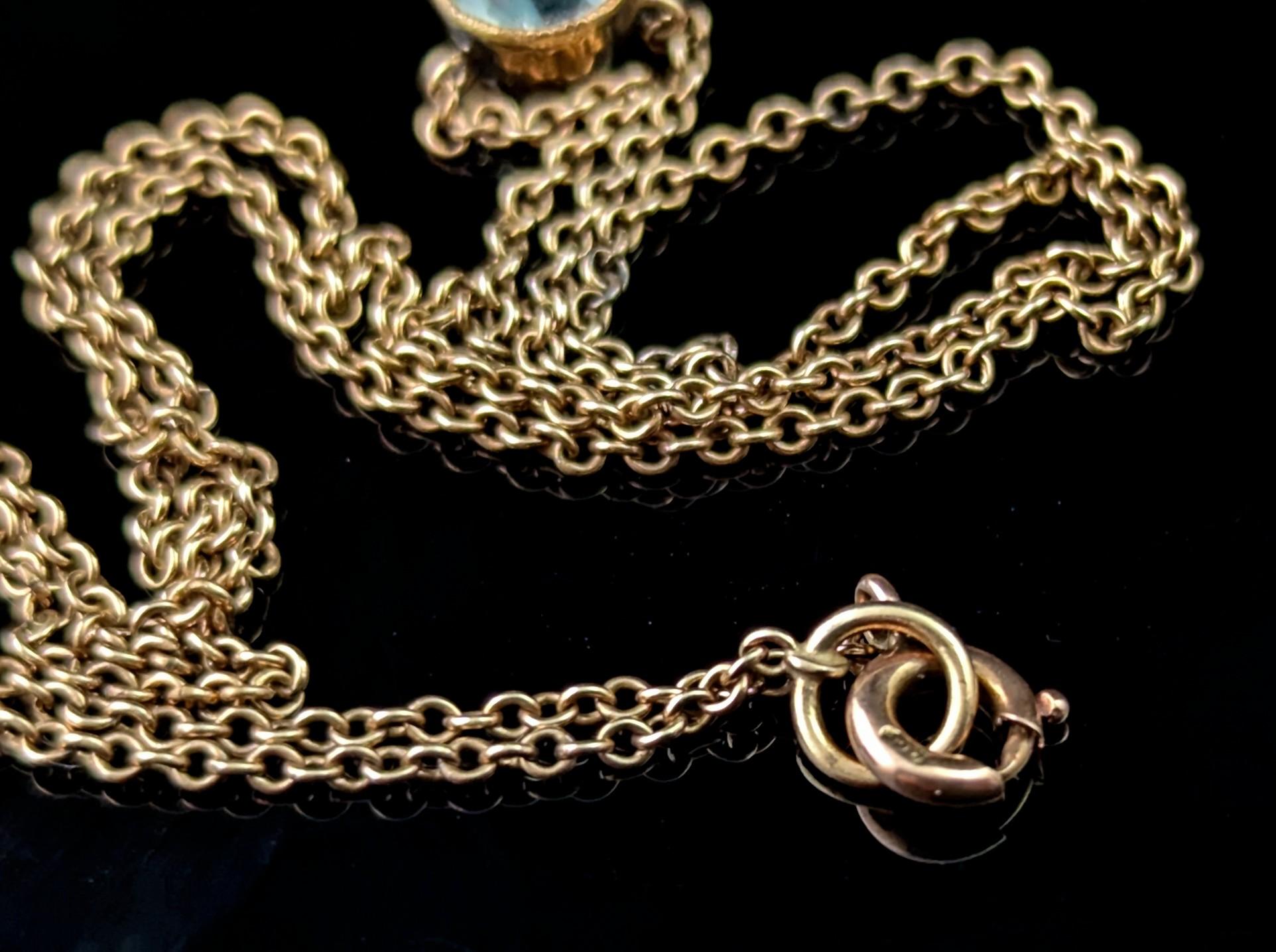 Antique 9k Rose gold Spider pendant necklace, Blue paste For Sale 1